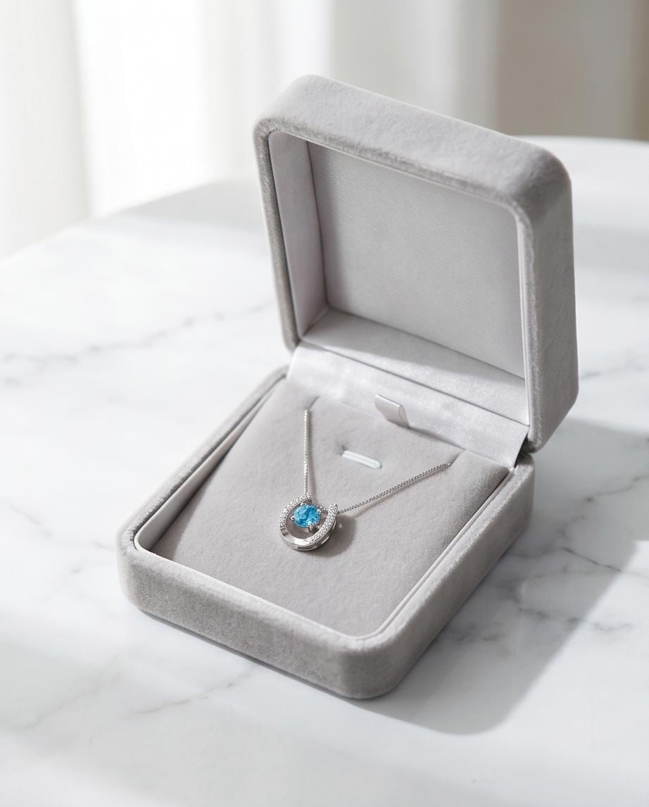Tiny Aquamarine Necklace, Sterling Silver Horse shoe Jewelry, Blue Gemstone Pendant,March Birthstone Gift,