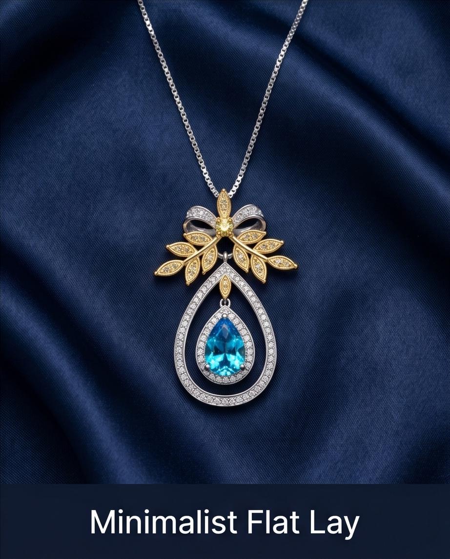 Teardrop Swiss Blue Topaz Necklace The Tree Of Life Pendant 18KGP @ Sterling Silver Olive branch 2.5 Ct Pear Cut Blue Topaz Jewelry #851