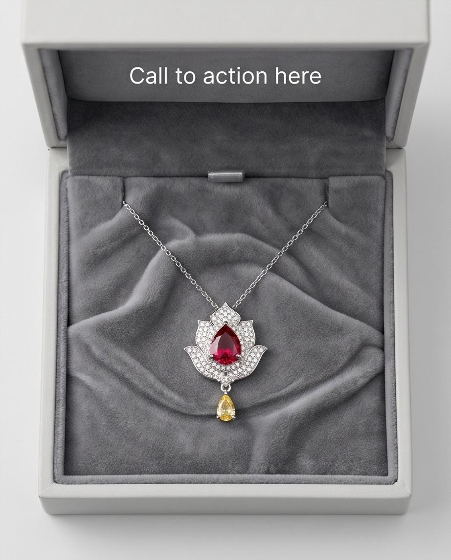 Ruby Necklace - Gemstone Lotus Flower Pendant - 18kGP @ Sterling Silver -Teardrop Halo Ruby Pendant #922