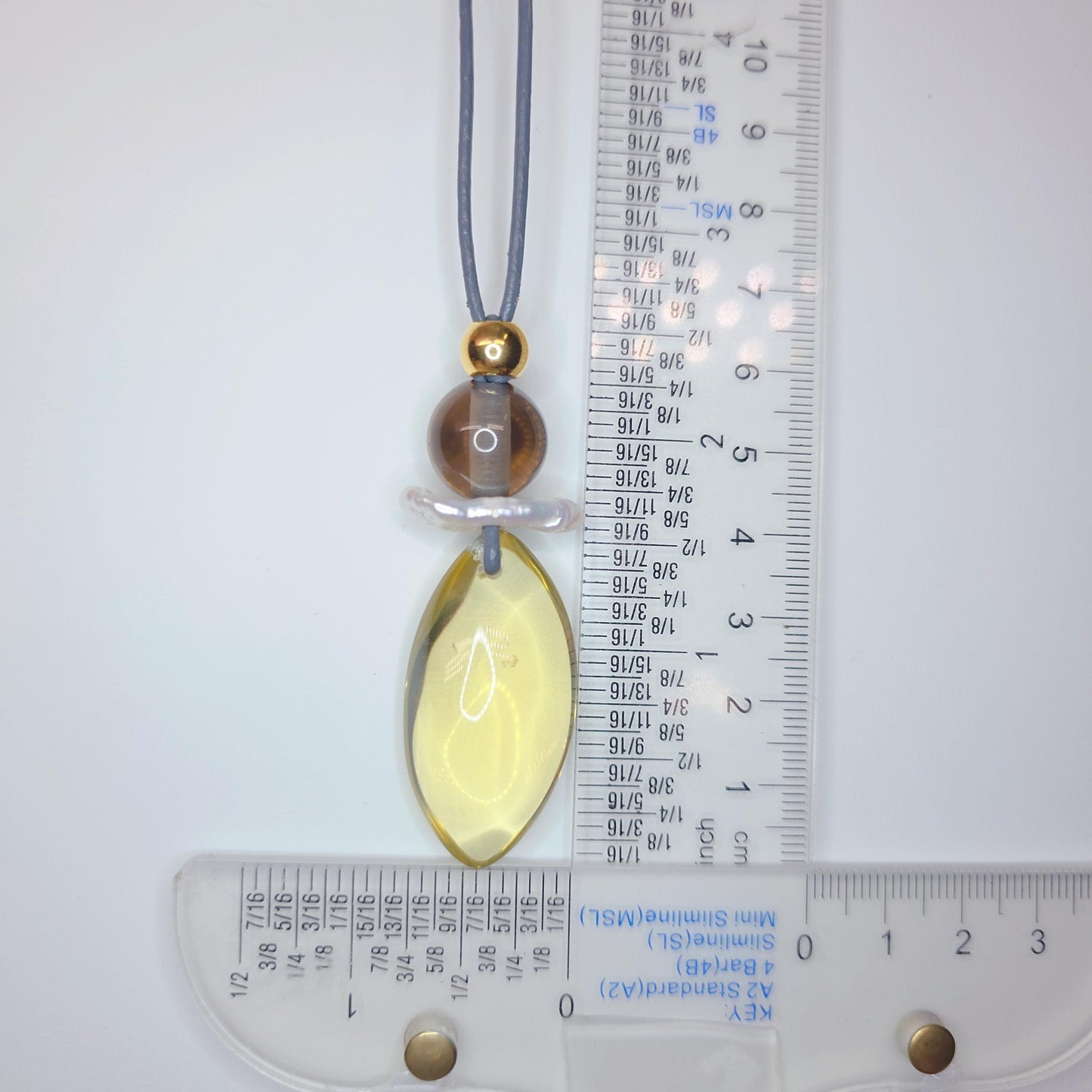 Natural citrine necklace, pearl, smoky quartz pendant jewelry, adjustable real leather cord up to 30 inches, chunky quartz jewelry