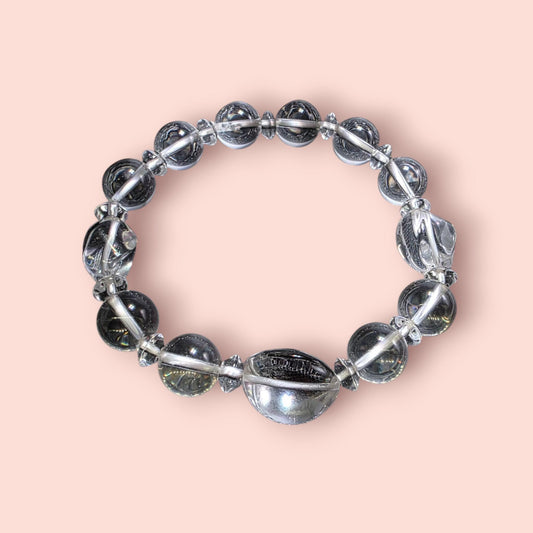Natural crystal bracelet genuine beads bangle chunky stone jewelry #2347
