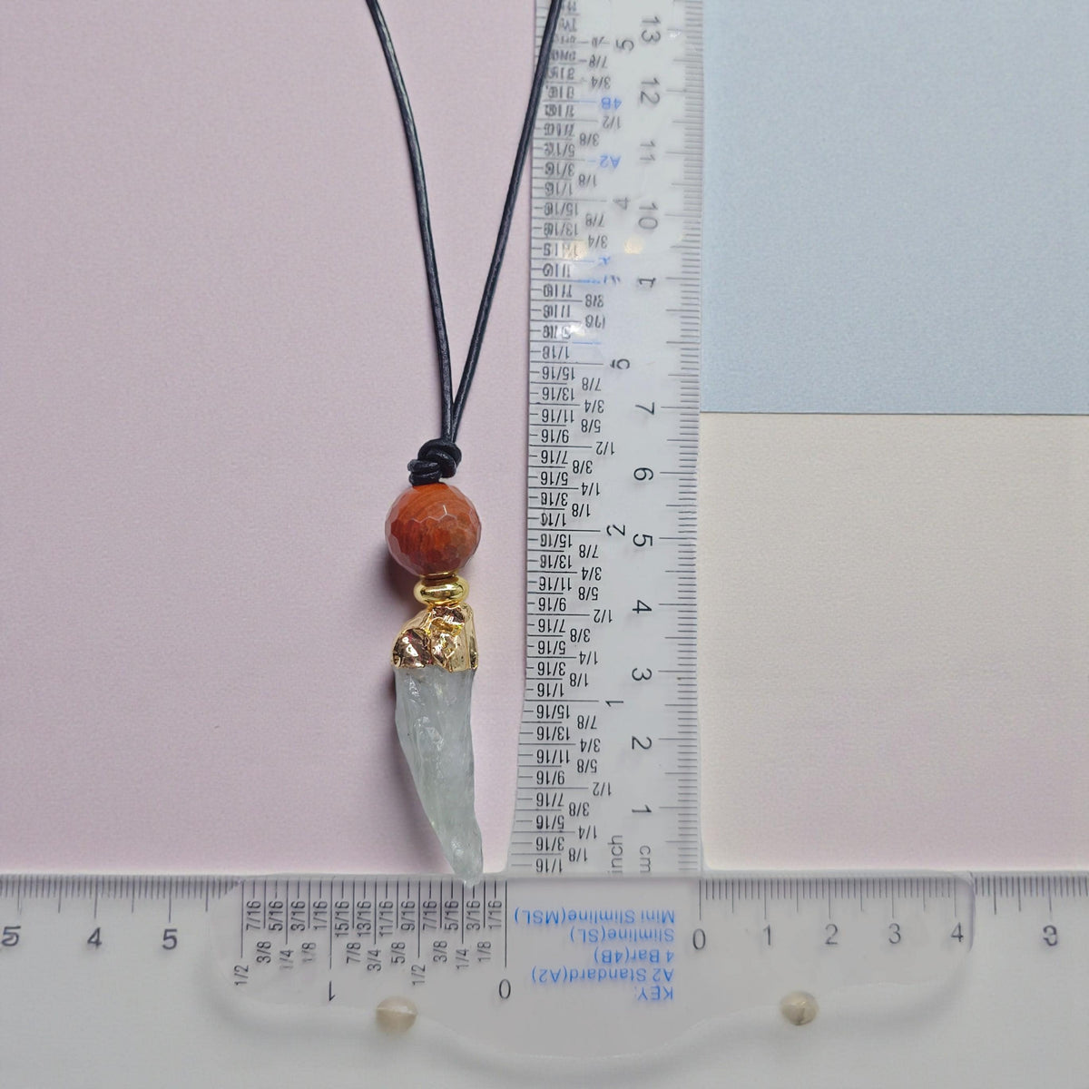 Raw Green Amethyst Necklace, Red Jasper Chunky Crystal Pendant, Boho Protection Jewelry, Healing Stone Gift, adjustable leather cord