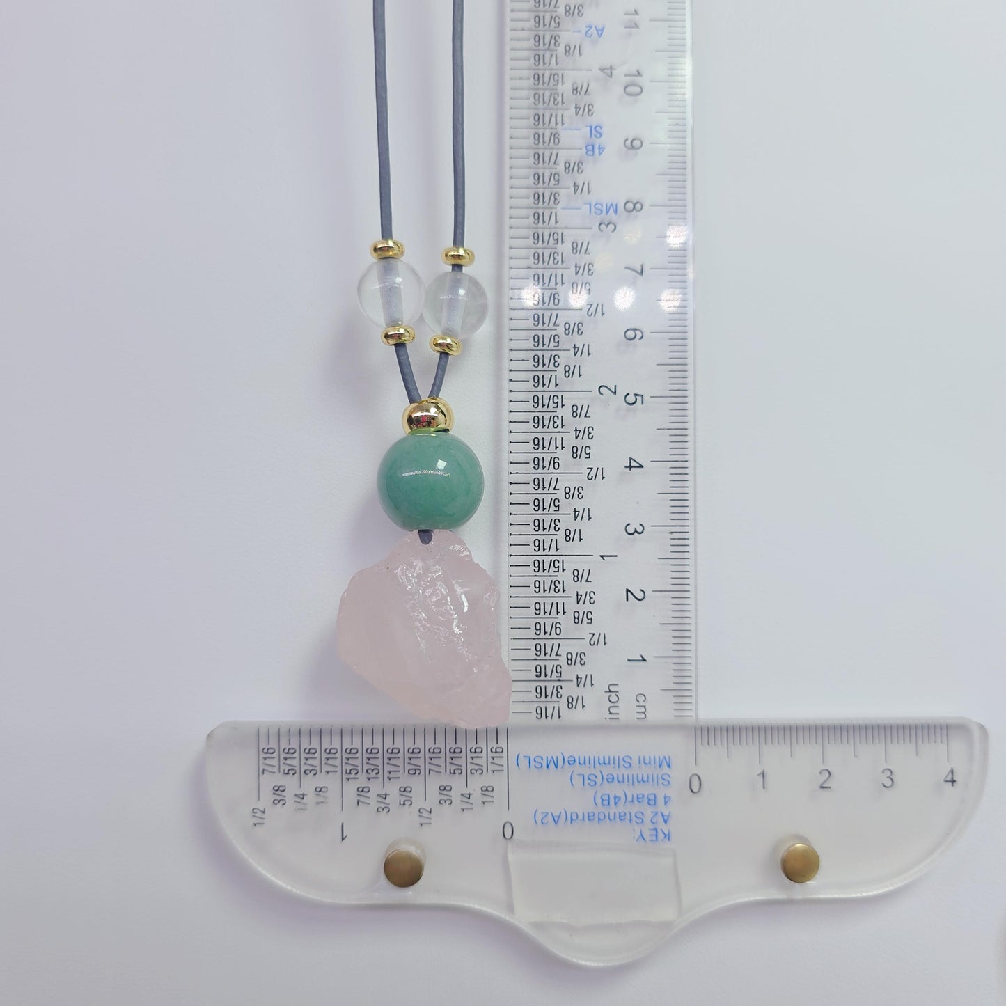 Rose Quartz Necklace Green Aventurine Chunky Raw Crystal Pendant for Women, Love and Luck Jewelry, Adjustable Leather Cord