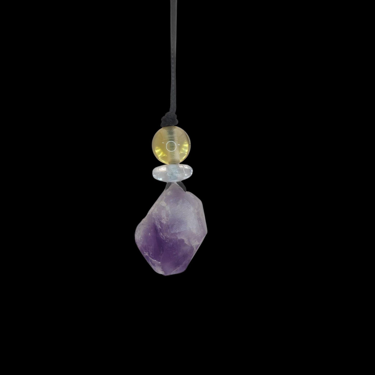 Chunky amethyst Quartz Necklace Leather cord , Raw Crystal Jewelry with Clear quartz and citrine Long Chain Adjustable UP to #2344
