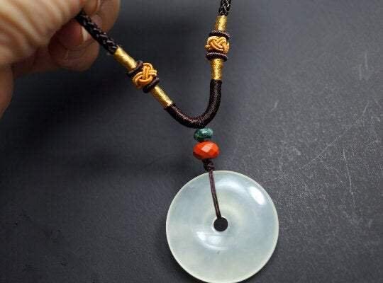Genuine Jade Donut Necklace: Heart Chakra Healing Boho Pendant, Chunky Stone Spiritual Gift