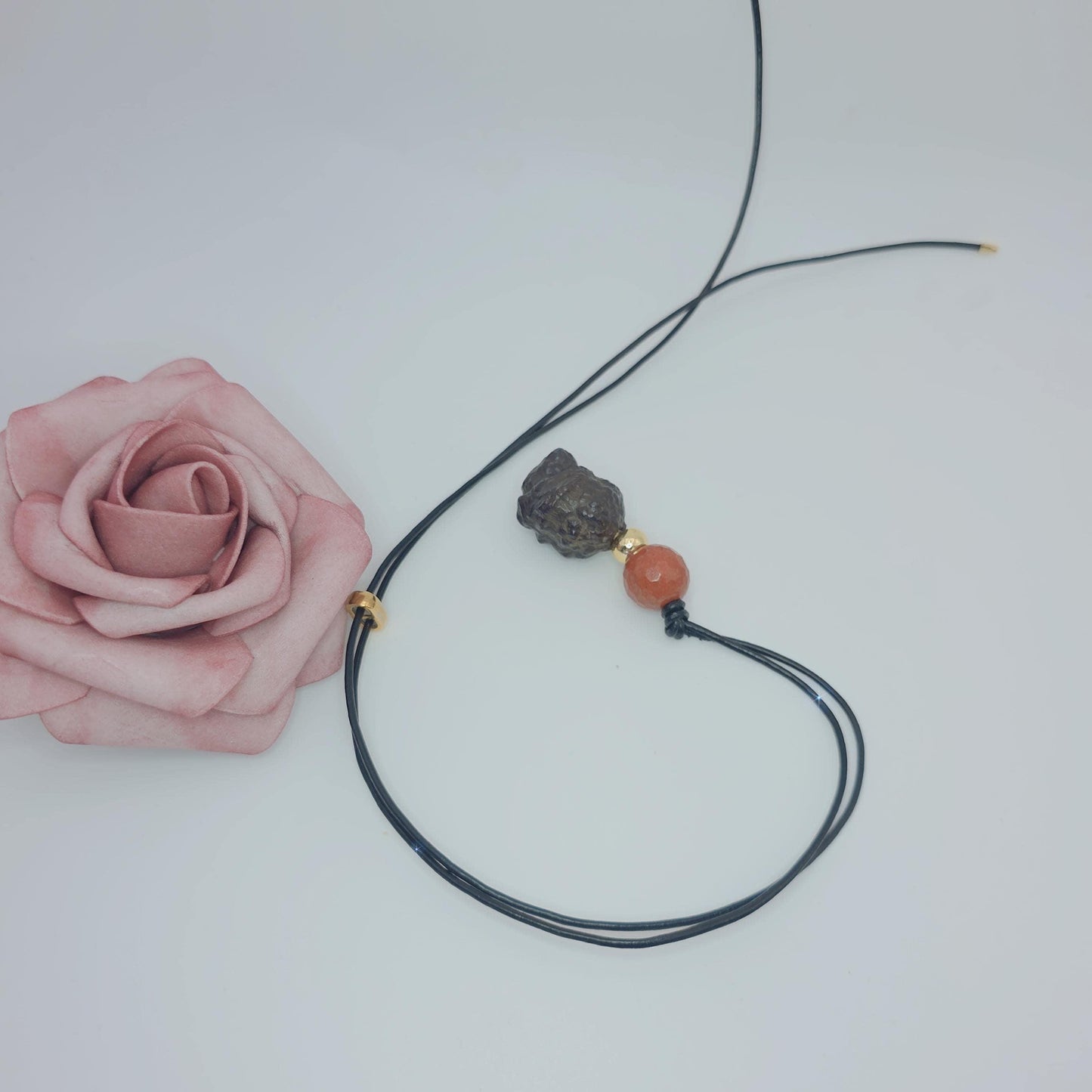 Meteorite Necklace, Genuine irregular Black Chunky meteorite pendant, red jasper, Real leather adjustable cord up to 30 inches men, women