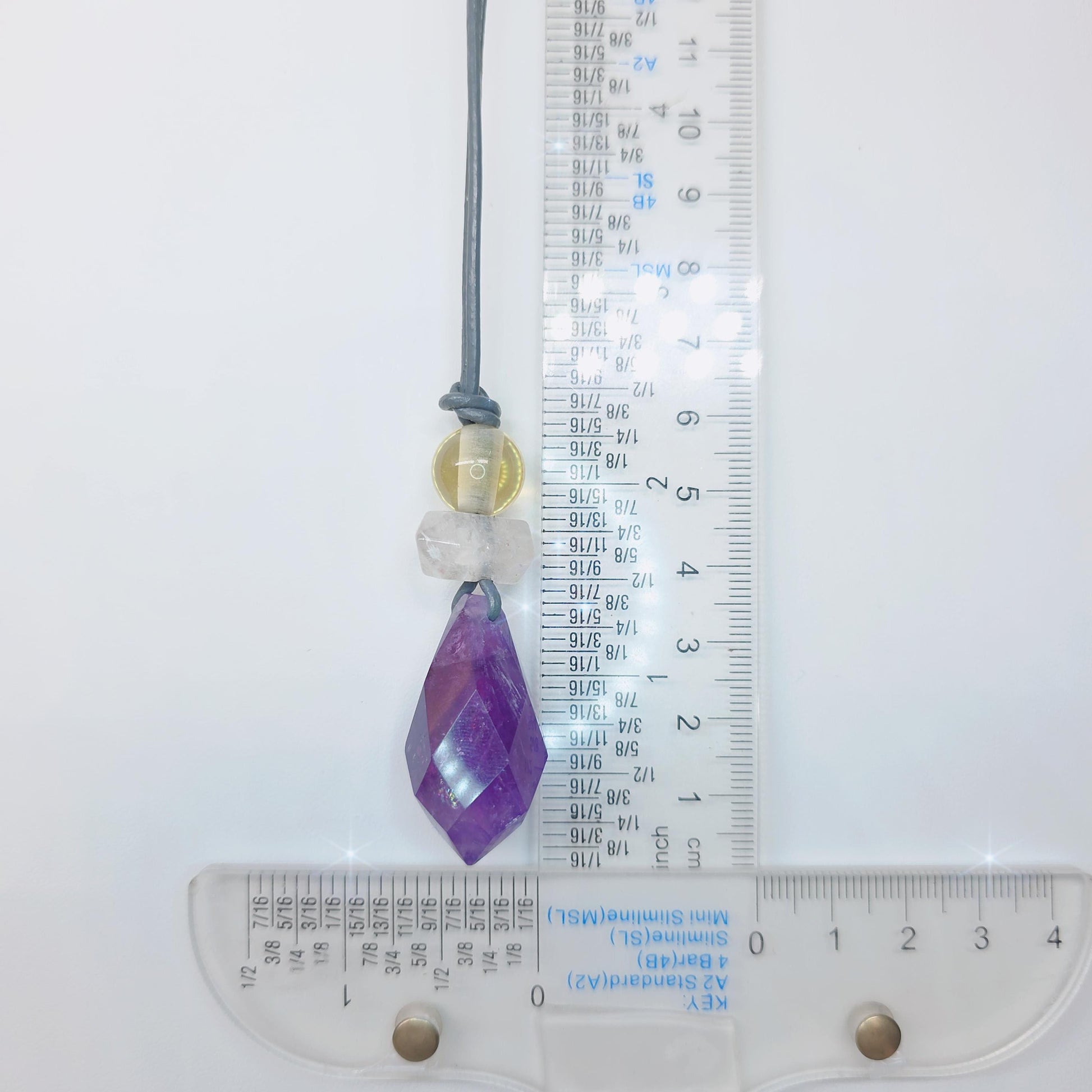 Chunky amethyst Necklace Clear Quartz Pendant Raw Crystal Jewelry citrine Birthstone Gift real leather cord adjustable up to 30 inches.