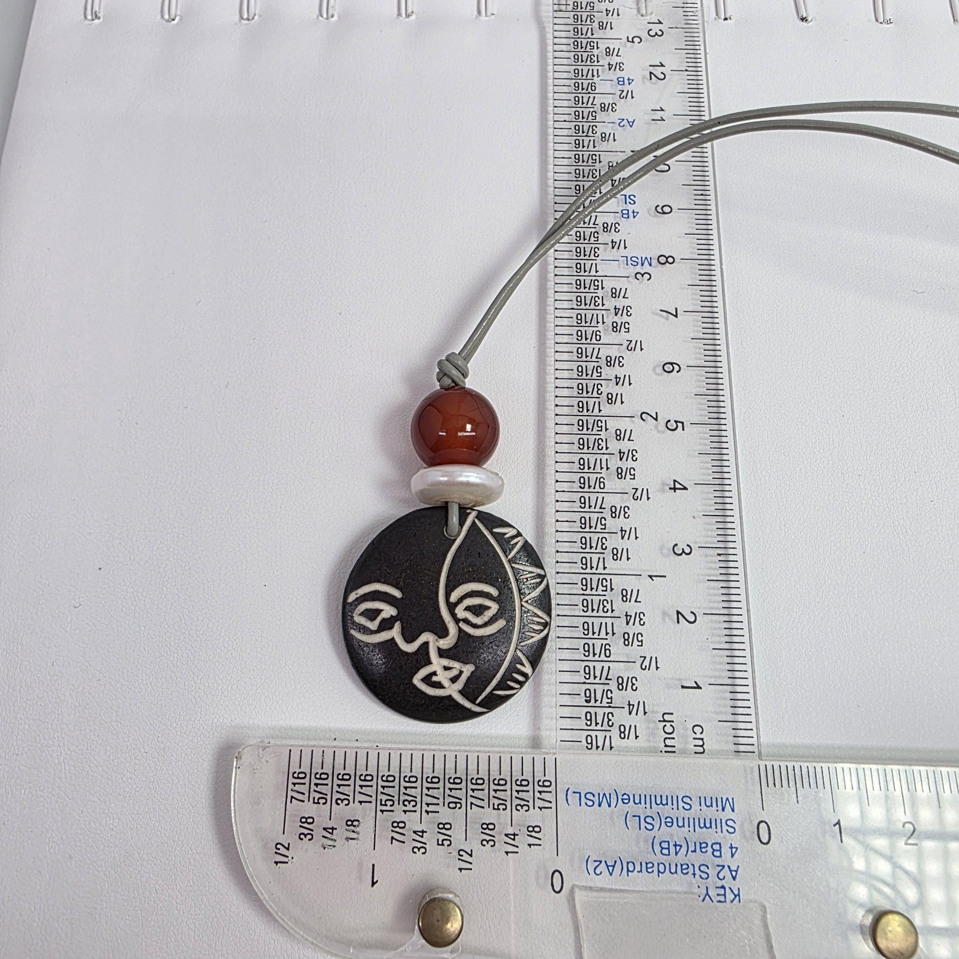 Sun Face Bovine Bone Pendant Necklace, Red Agate & Baroque Pearl, Sun Deity Totem Jewelry, Organic Necklace, Celestial Chunky Stone Gift