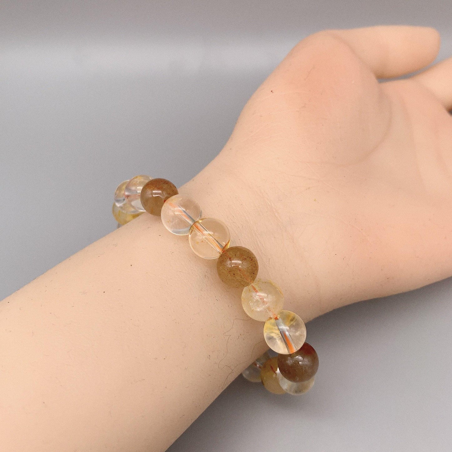 Golden hair Clear Quartz Bracelet Rutilated Clear Citrine bangle crystal healing Jewelry chunky stone jewelry #2102