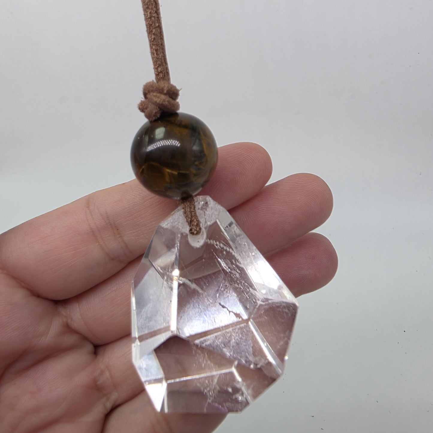 Large Chunky Raw Clear Quartz Necklace Faceted Himalaya Crystal Point Pendant Tiges Eye Jewelry Men Necklace Crysta Yoge Reiki Healing Gift