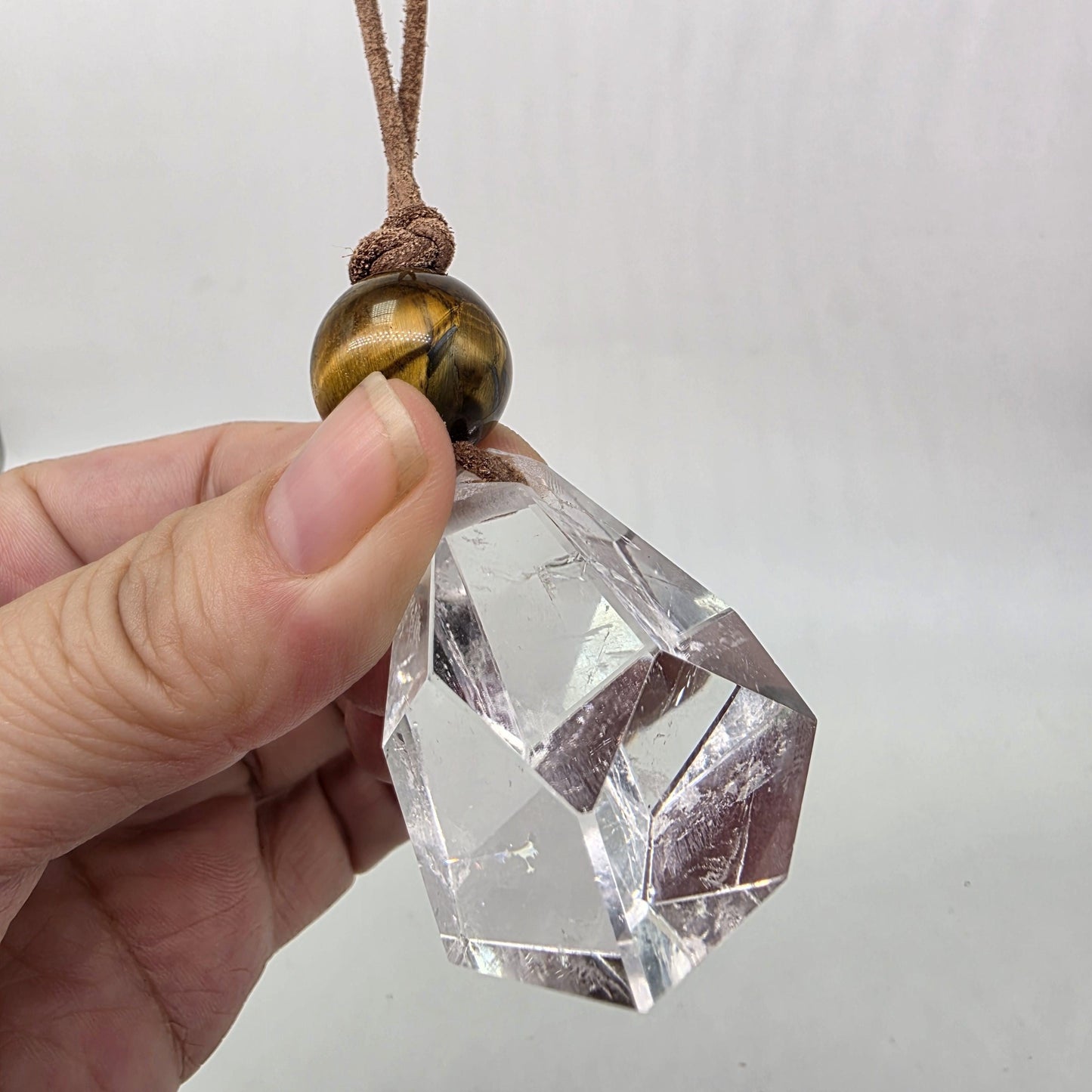 Large Chunky Raw Clear Quartz Necklace Faceted Himalaya Crystal Point Pendant Tiges Eye Jewelry Men Necklace Crysta Yoge Reiki Healing Gift