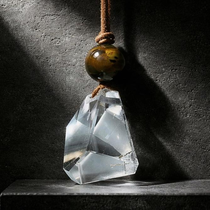 Large Chunky Raw Clear Quartz Necklace Faceted Himalaya Crystal Point Pendant Tiges Eye Jewelry Men Necklace Crysta Yoge Reiki Healing Gift