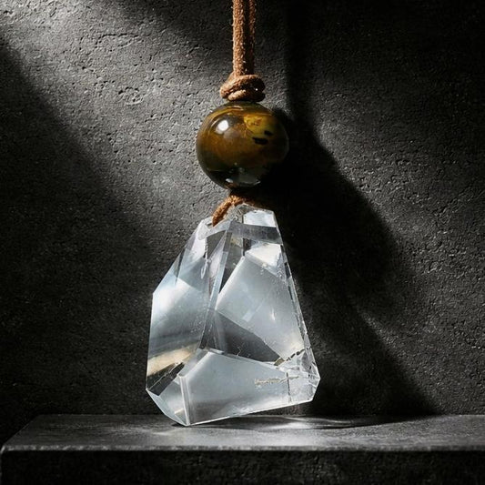 Large Chunky Raw Clear Quartz Necklace Faceted Himalaya Crystal Point Pendant Tiges Eye Jewelry Men Necklace Crysta Yoge Reiki Healing Gift
