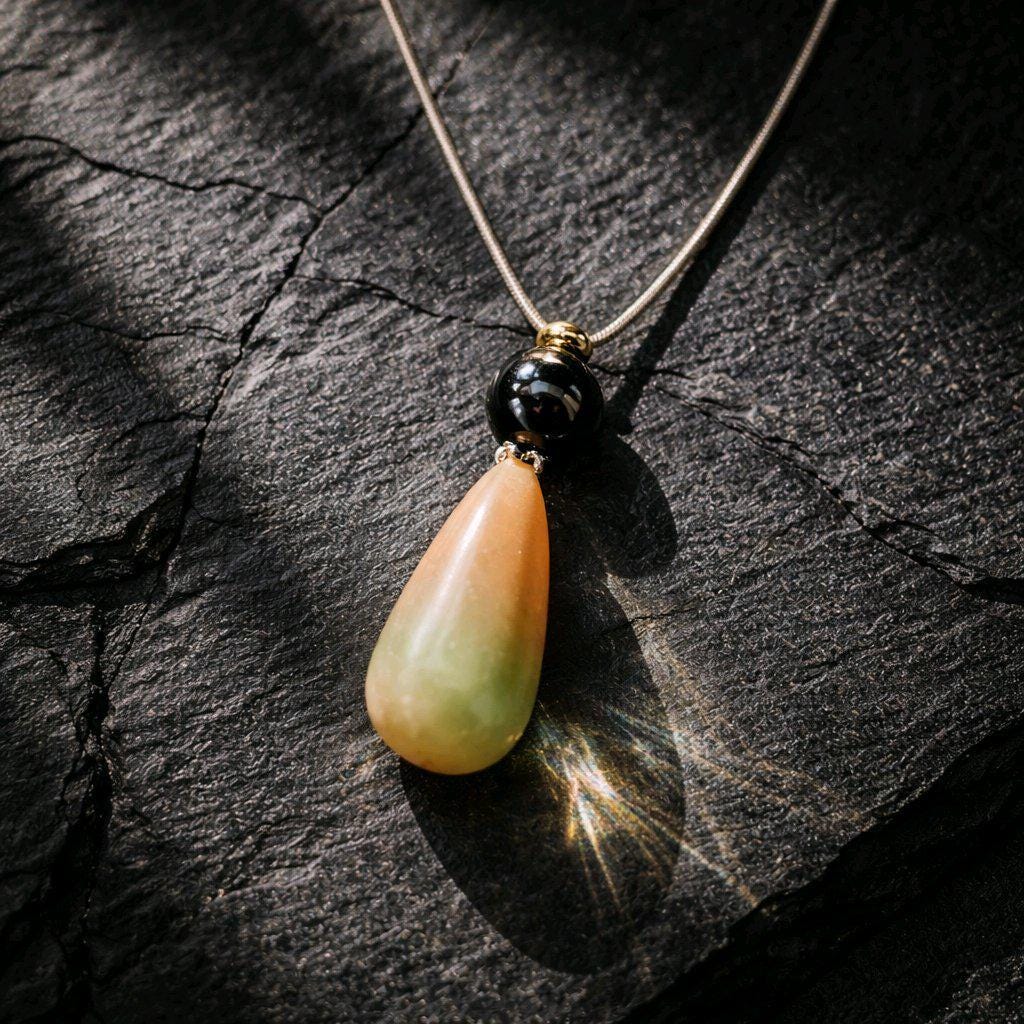 Real Glow in the Dark Gemstone Necklace with Black Obsidian, Genuine Leather Cord, Adjustable Up to 30", Luminous Chunky Stone Jewelry