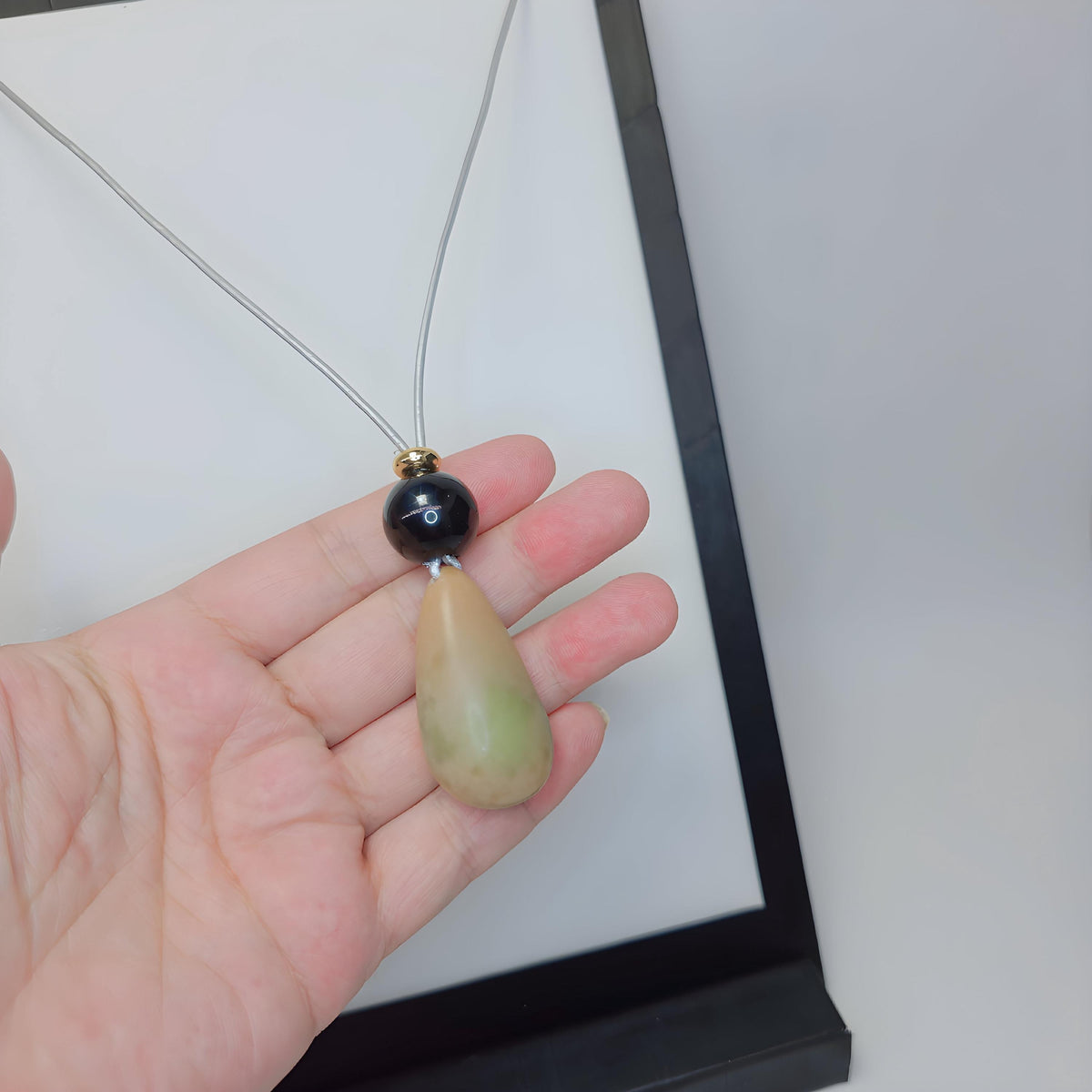 Real Glow in the Dark Gemstone Necklace with Black Obsidian, Genuine Leather Cord, Adjustable Up to 30", Luminous Chunky Stone Jewelry