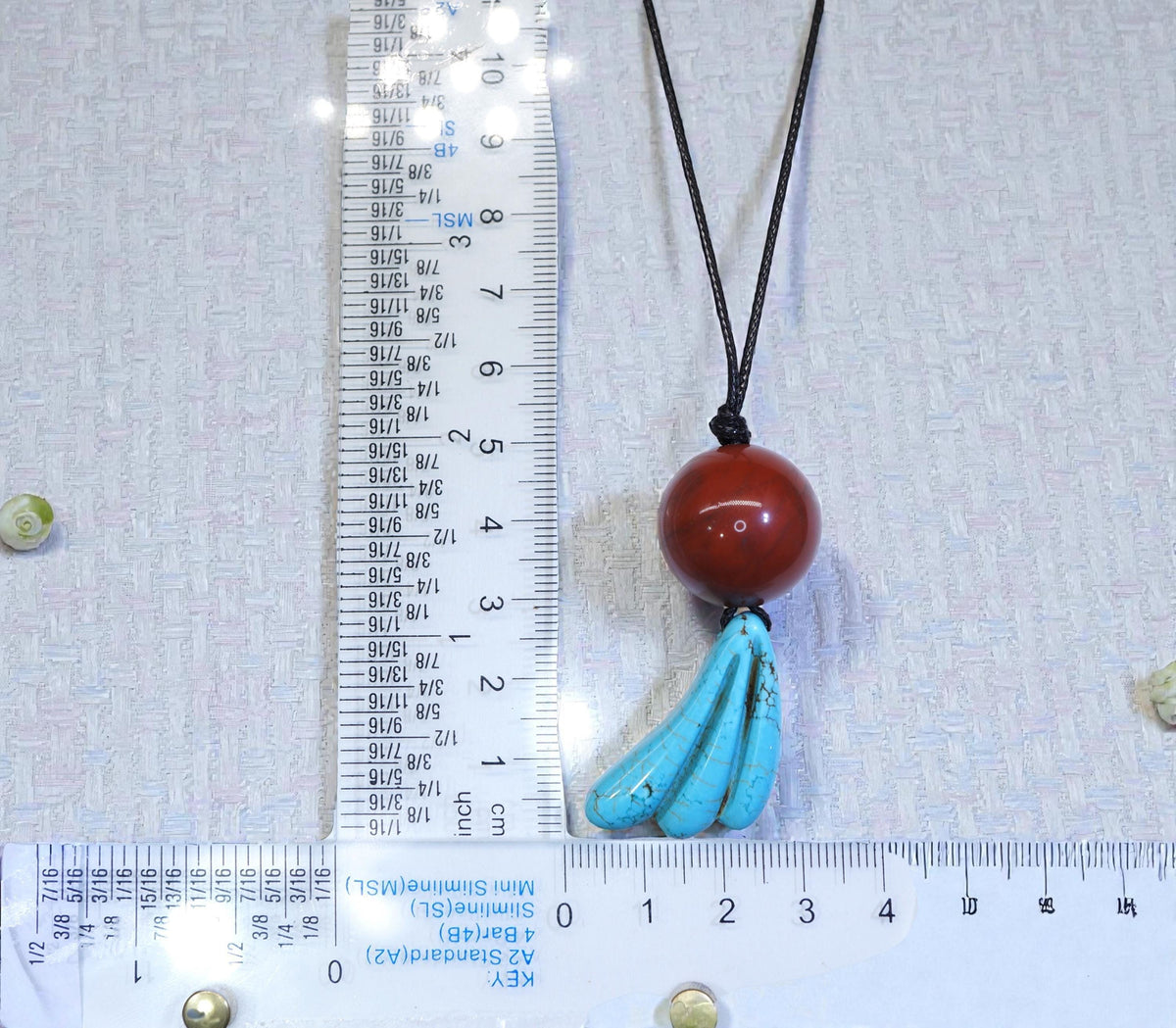 Red Jasper & Turquoise Totem Necklace, 20mm Large Bead Jewelry, Carved Chunky turquoise Pendant, 30" Adjustable Leather #2077