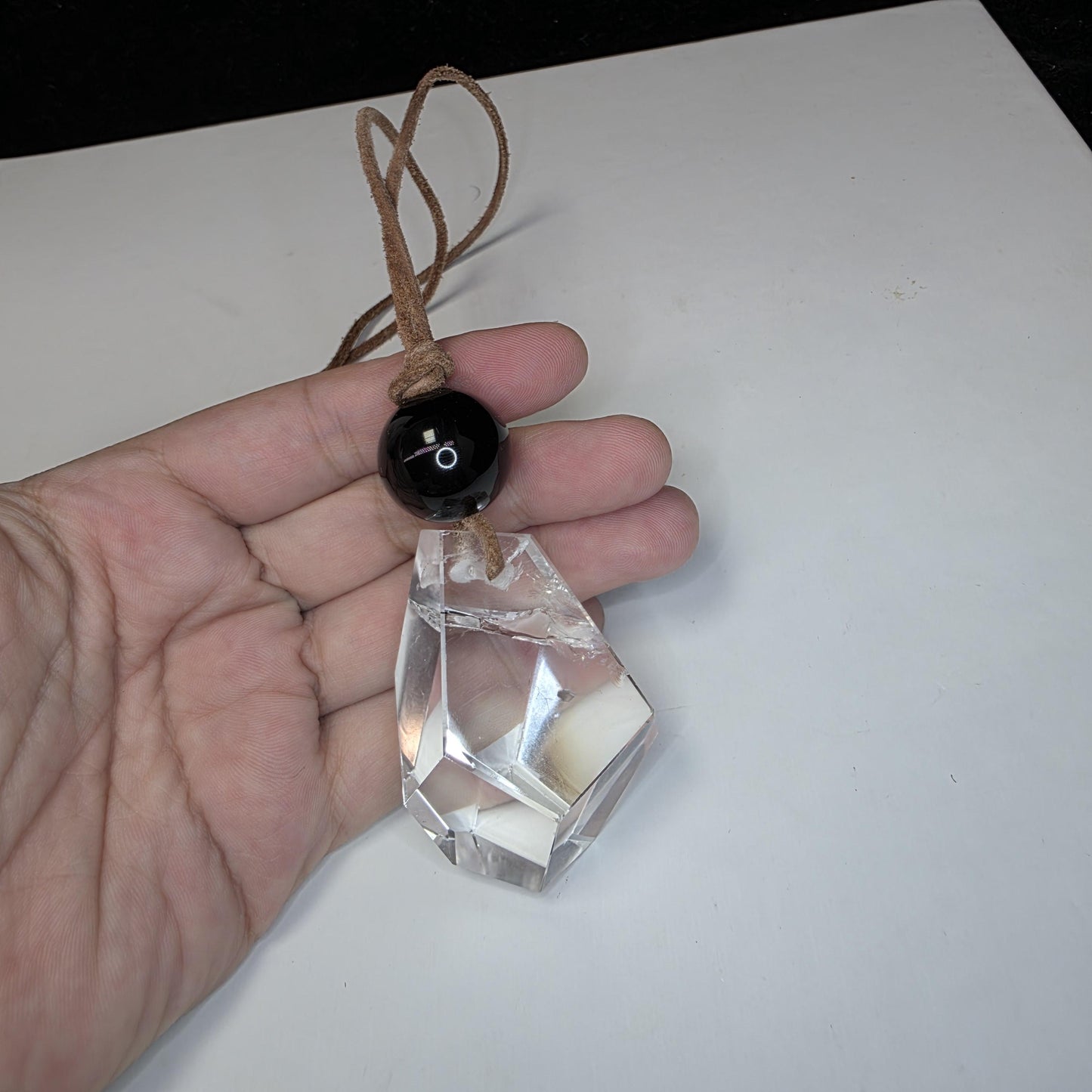 Clear Quartz Necklace Chunky Himalayan Crystal Freeform Geometry Clear Quartz Jewelry Black Agate For Man and Women Yoga Pendant