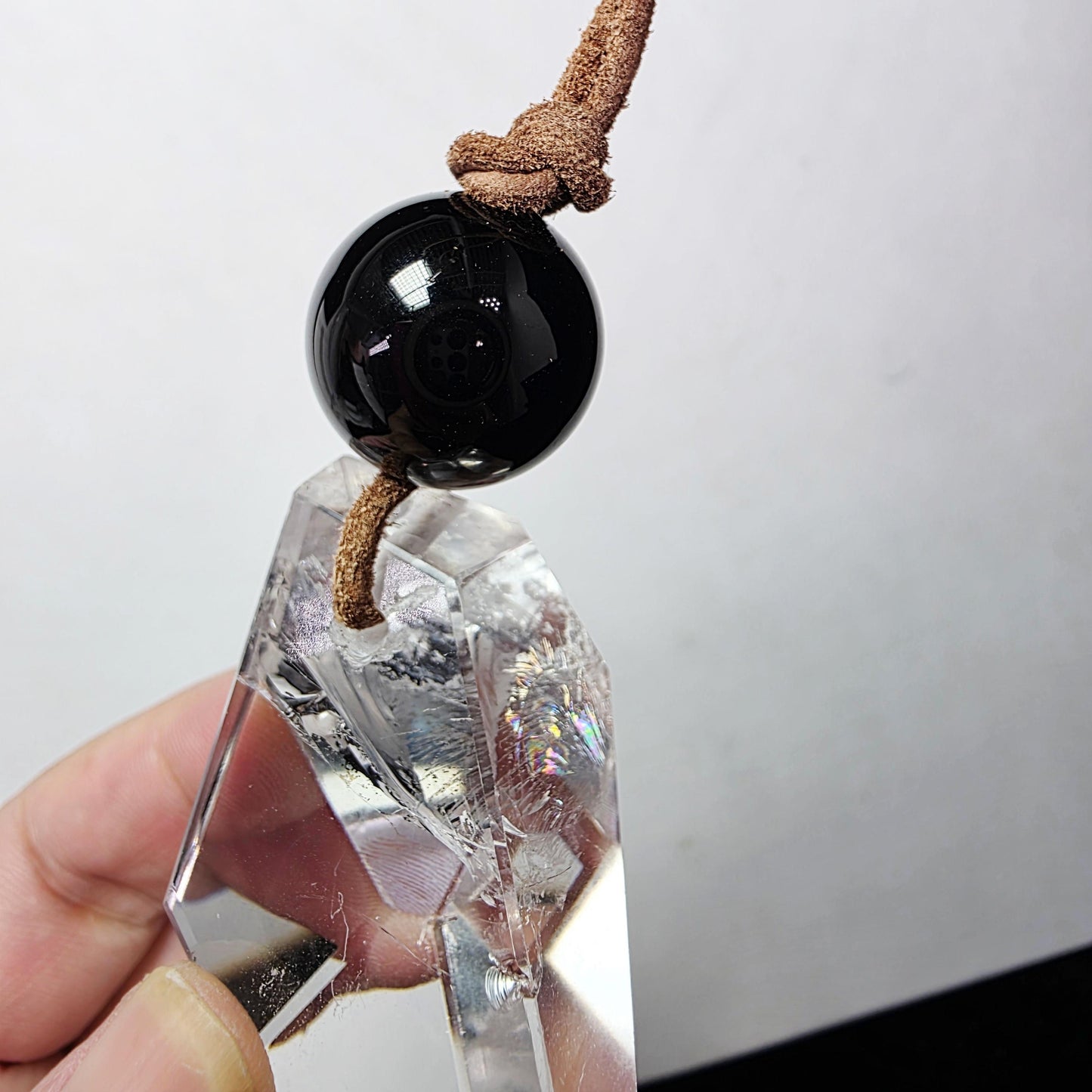 Clear Quartz Necklace Chunky Himalayan Crystal Freeform Geometry Clear Quartz Jewelry Black Agate For Man and Women Yoga Pendant