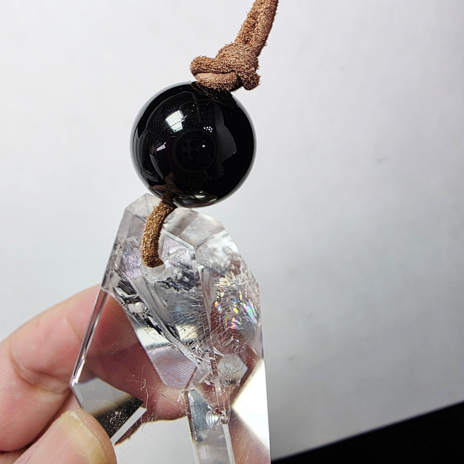 Clear Quartz Necklace Chunky Himalayan Crystal Freeform Geometry Clear Quartz Jewelry Black Agate For Man and Women Yoga Pendant