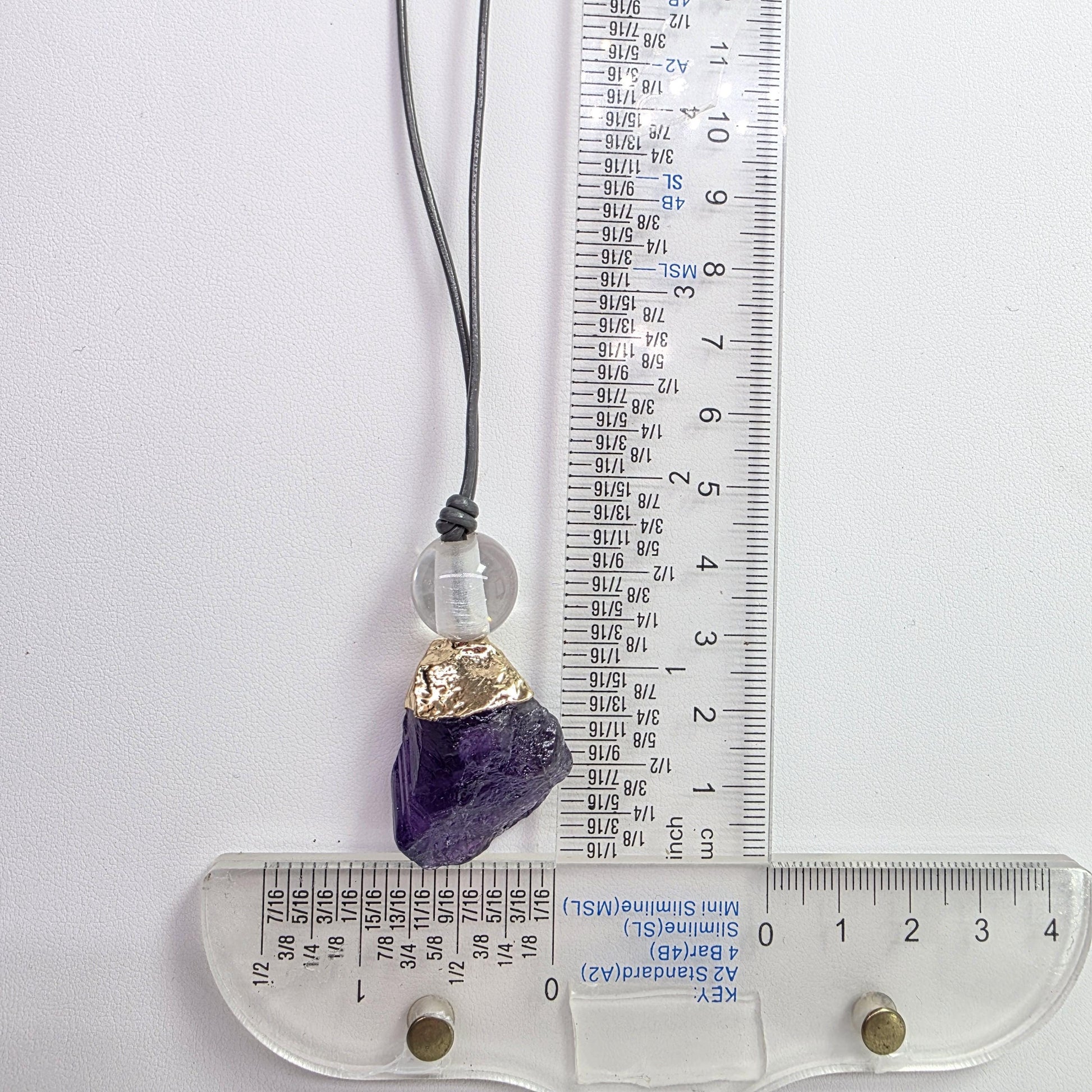 Chunky Raw Amethyst Point Necklace Clear Quartz Crystal Healing Yoga Jewelry Adjustable Leather Cord