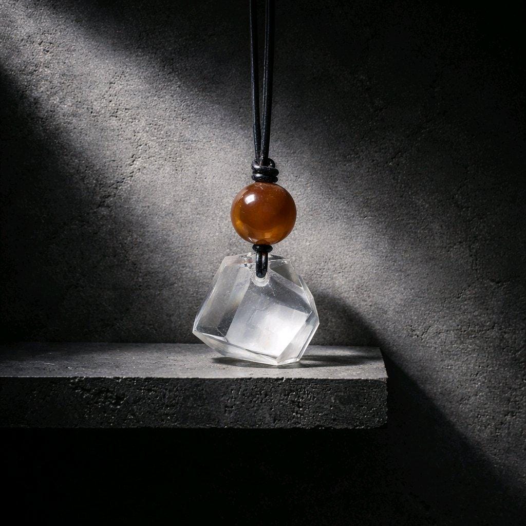 Raw Clear Quartz Necklace Faceted Himalaya Geometric Cut Crystal Point Pendant Red Carnelian Jewelry Men Necklace Chunky Stone Spiritual