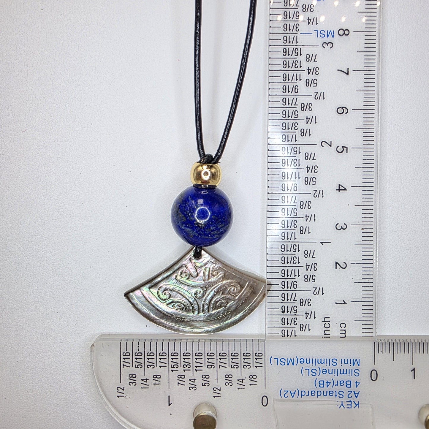 Boho Chic Shell and Lapis Lazuli Necklace, Tribal Inspired Paua Shell Fan Pendant, Personalized Meaningful Chunky Stone Jewelry Leather