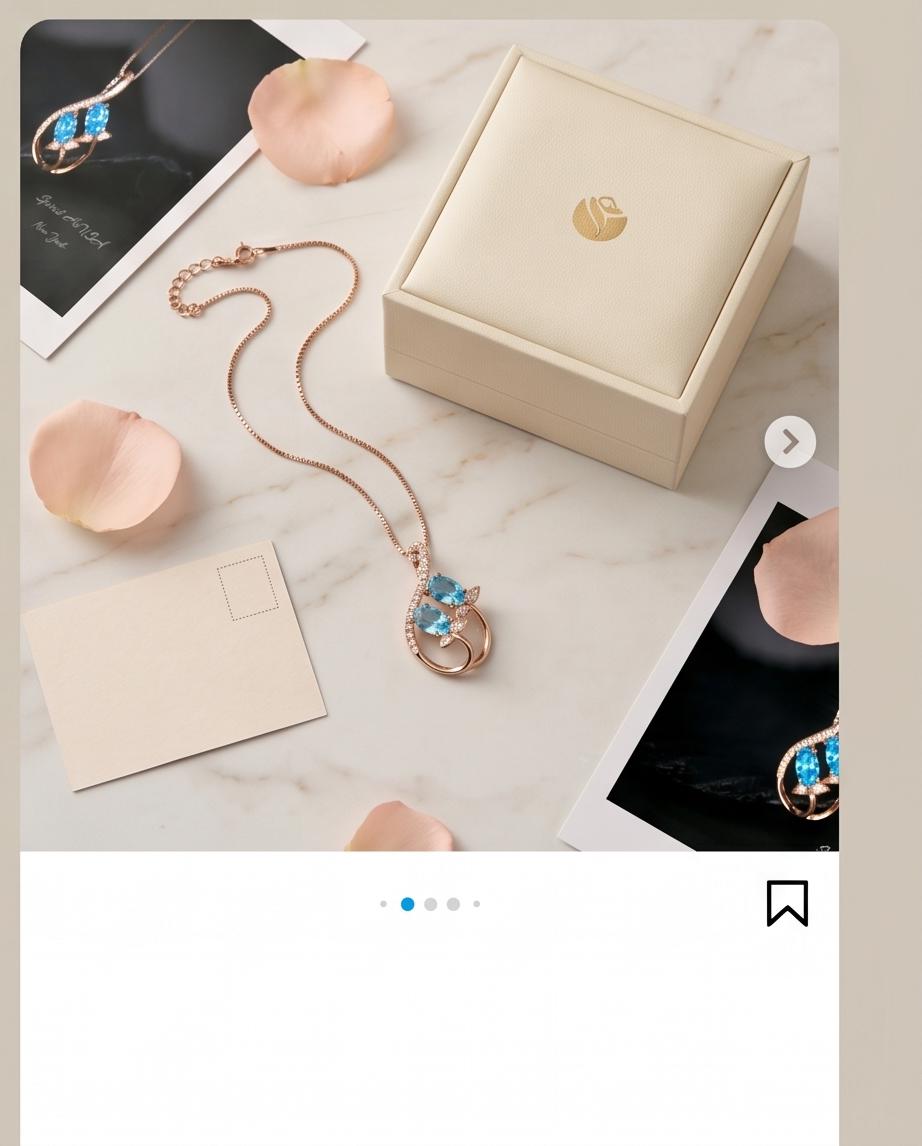 Rose Gold Sterling Silver Blue Topaz Necklace - Gemstone Leaf Flower Tiny Topaz pendant #332