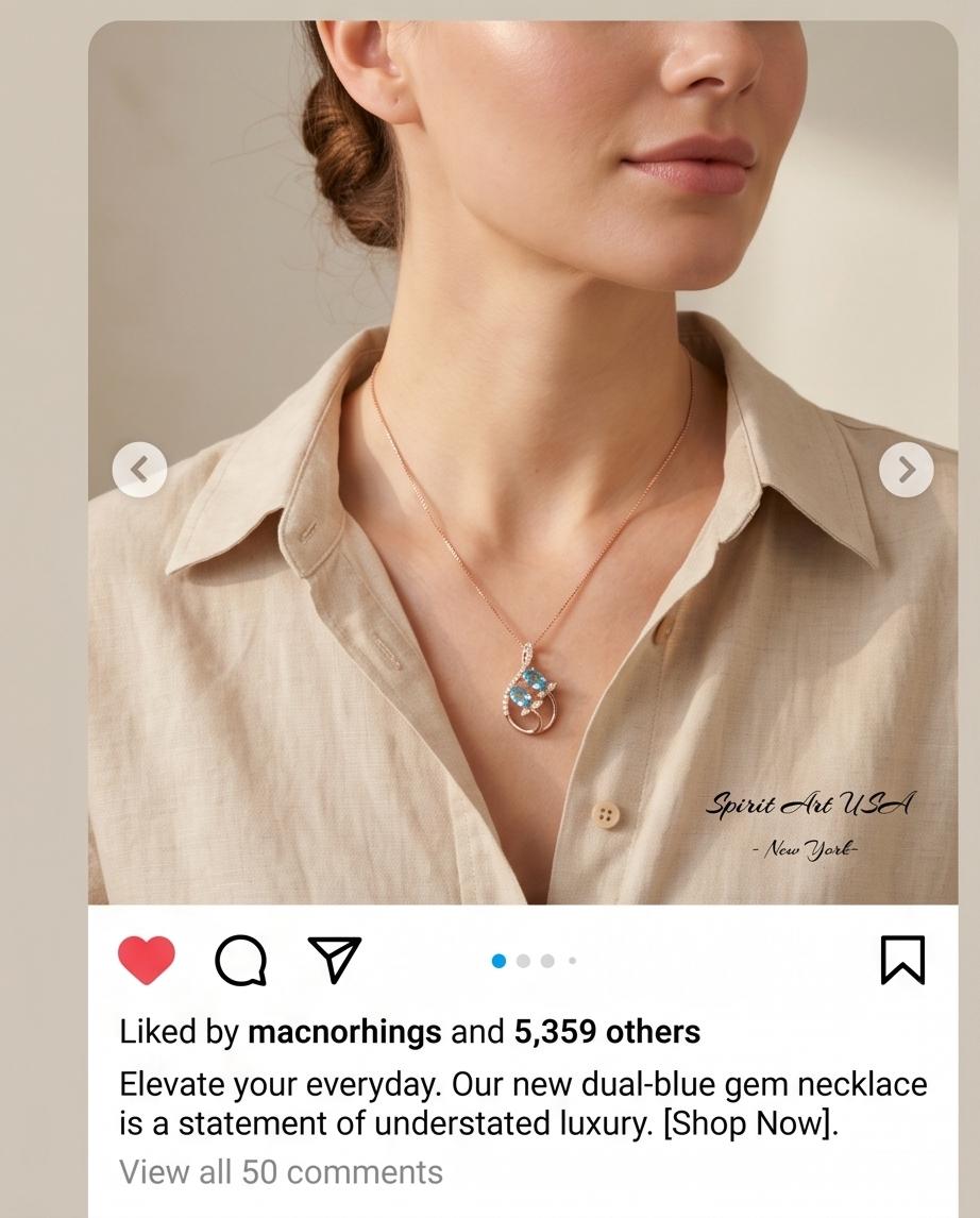 Rose Gold Sterling Silver Blue Topaz Necklace - Gemstone Leaf Flower Tiny Topaz pendant #332