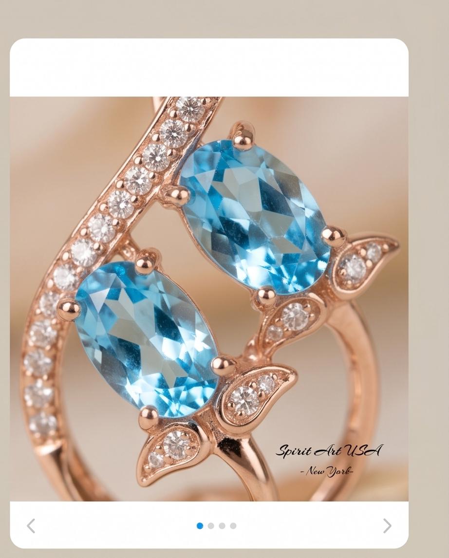 Rose Gold Sterling Silver Blue Topaz Necklace - Gemstone Leaf Flower Tiny Topaz pendant #332