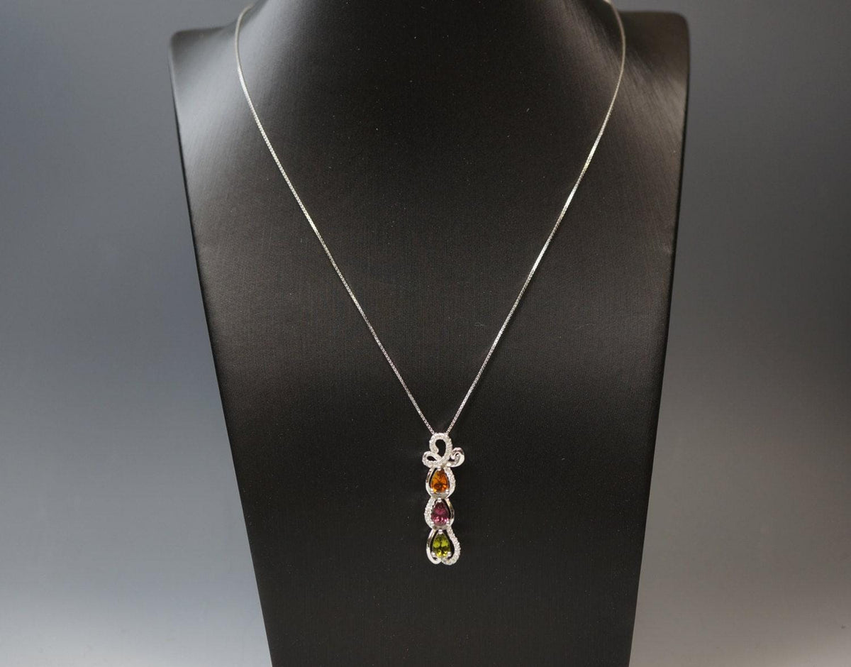 Tourmaline Necklace - Sterling Silver High Quality Tourmaline Pendant - Multi Gemstone Necklace