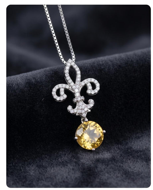 Genuine Citrine necklace - Gemstone Kite Jewelry - Round 2 Ct Fine Cut Natural Citrine Pendant - November Birthstone #415