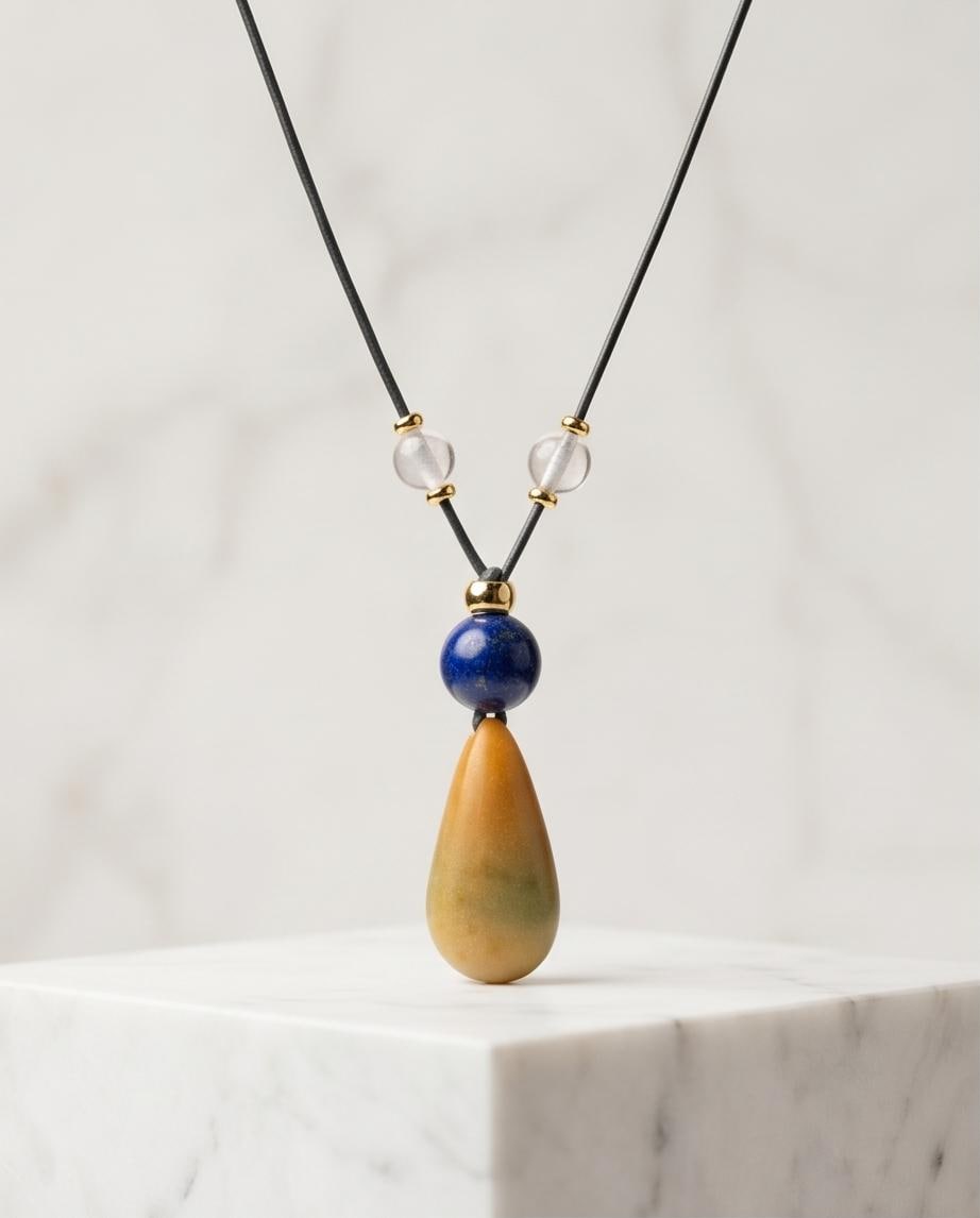 Glow in the Dark Necklace, Lapis Lazuli Pendant, Natural Luminous Stone Jewelry, Unique Night Glow Charm, Celestial Boho Chunky Gemstone
