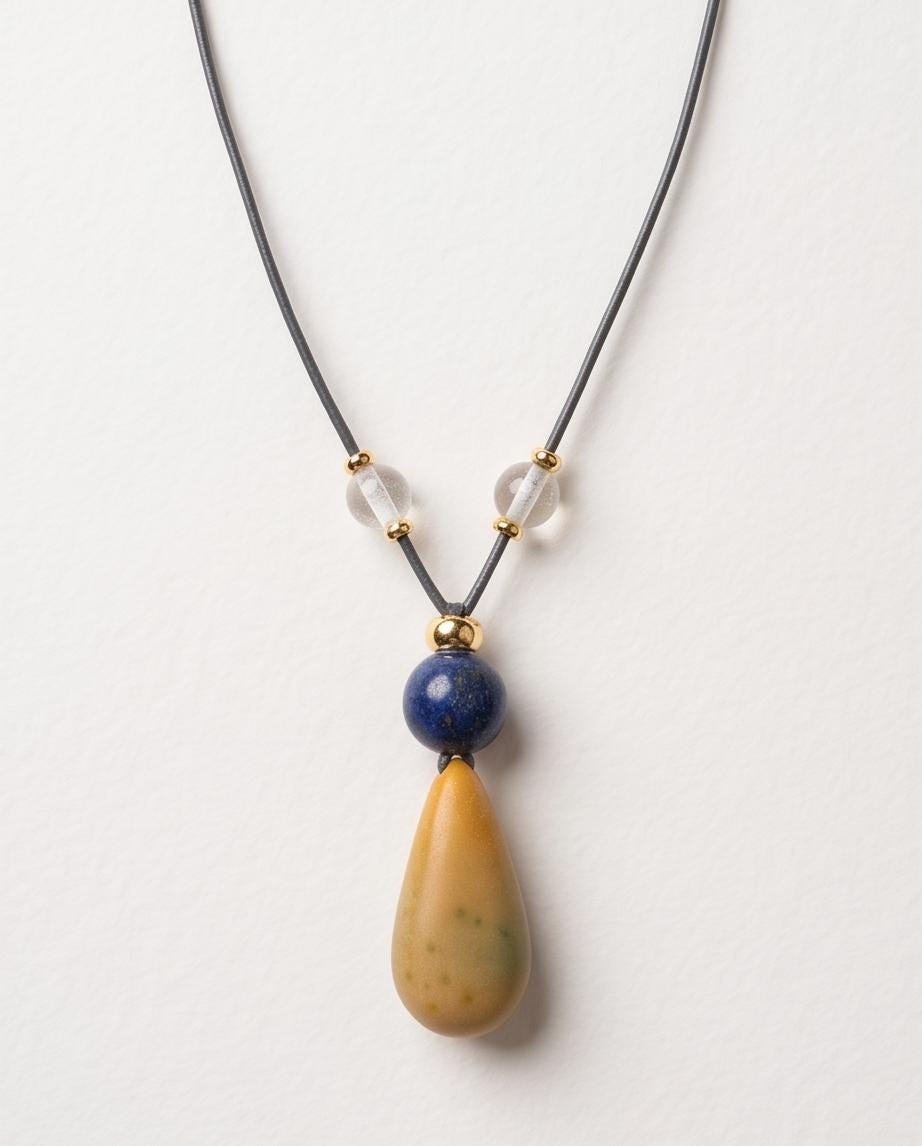 Glow in the Dark Necklace, Lapis Lazuli Pendant, Natural Luminous Stone Jewelry, Unique Night Glow Charm, Celestial Boho Chunky Gemstone