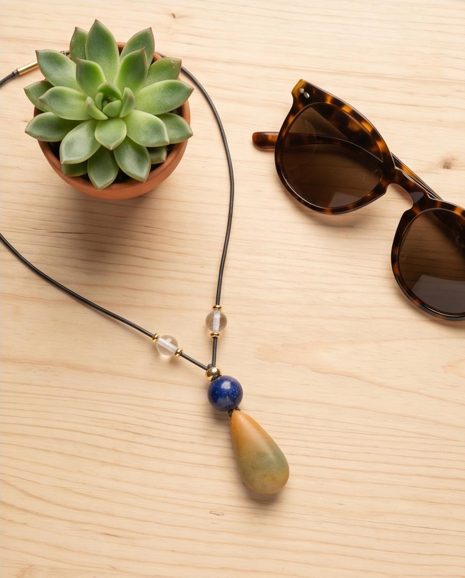 Glow in the Dark Necklace, Lapis Lazuli Pendant, Natural Luminous Stone Jewelry, Unique Night Glow Charm, Celestial Boho Chunky Gemstone