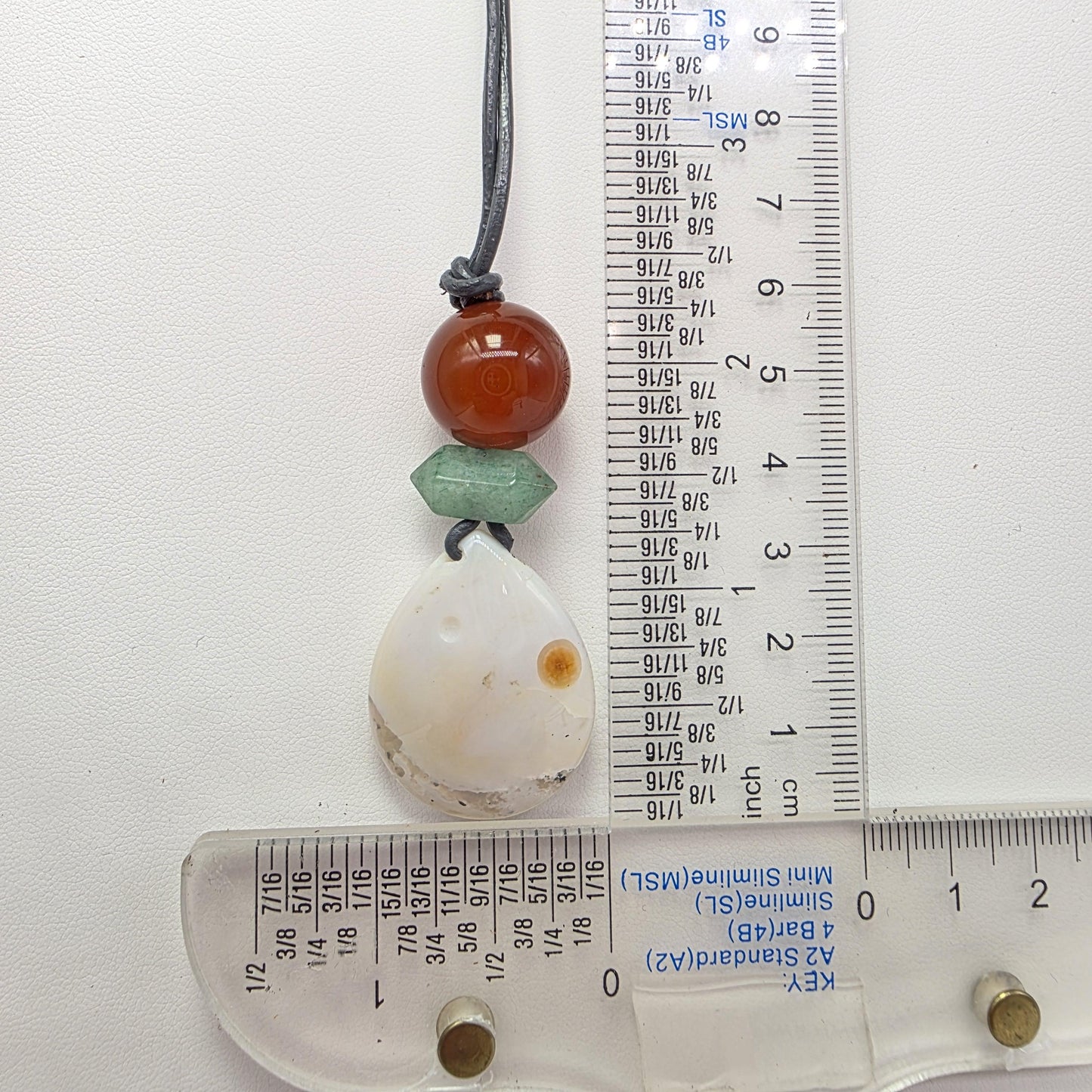 Sunrise Agate Necklace, Carnelian and Aventurine Pendant, Leather Cord Choker, Boho Gemstone Jewelry, Spiritual Chunky Stone Gift
