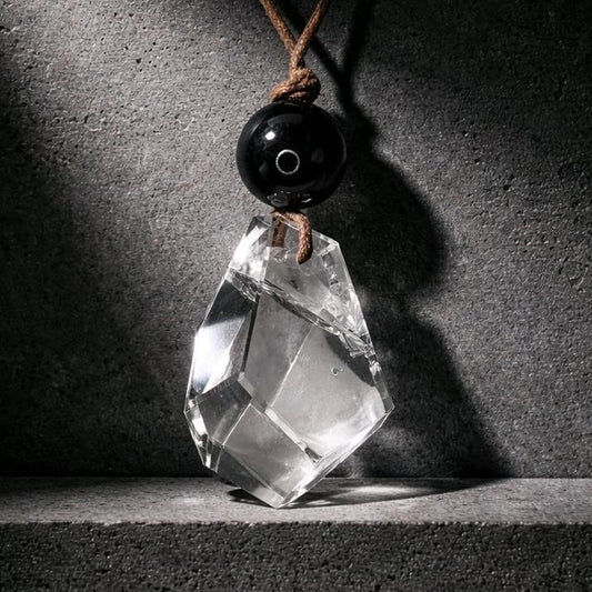 Clear Quartz Necklace Chunky Himalayan Crystal Freeform Geometry Clear Quartz Jewelry Black Agate For Man and Women Yoga Pendant