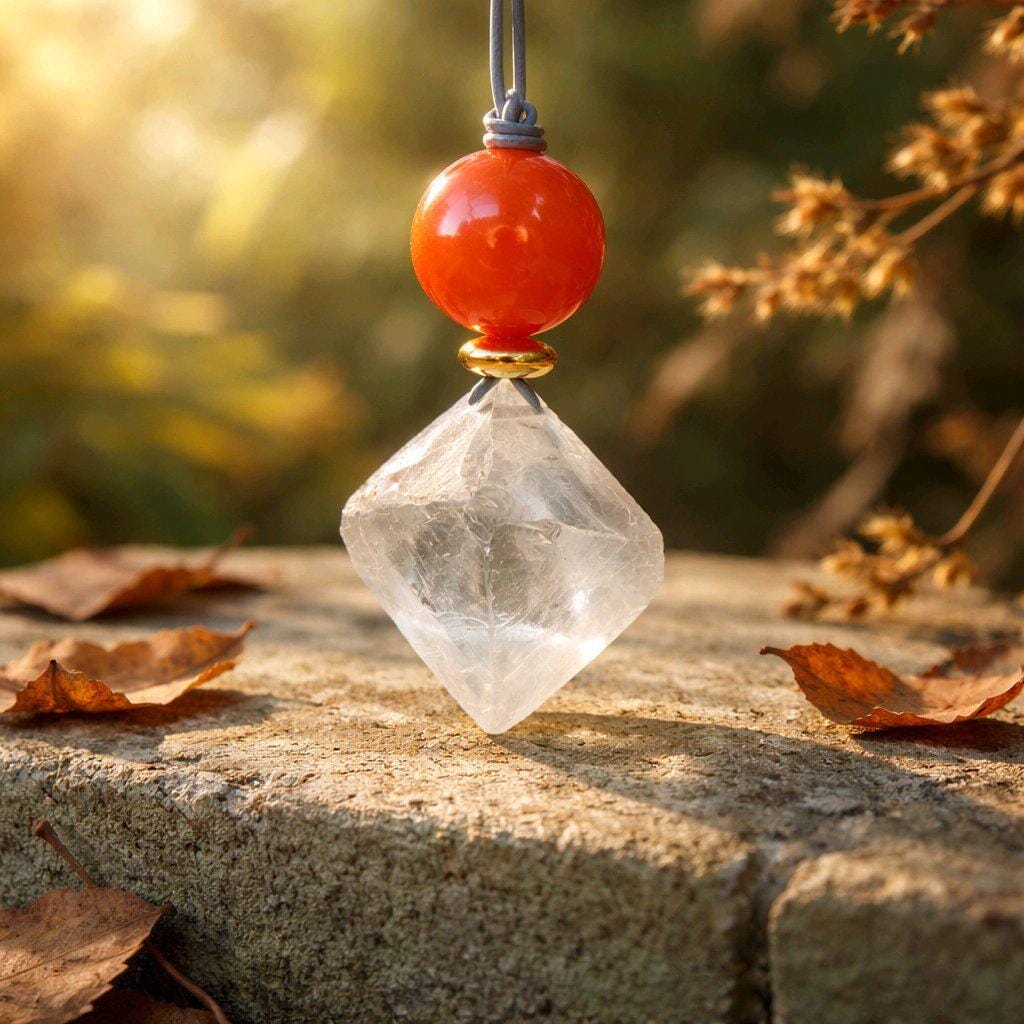 Fluorite Necklace Red Carnelian Pendant Geometric Chunky Crystal Jewelry for Women, Adjustable Leather Cord Birthstone Gift for Her