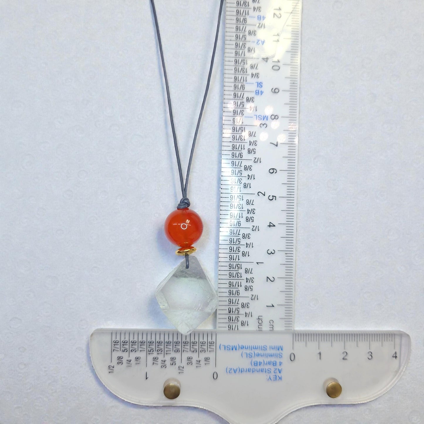 Fluorite Necklace Red Carnelian Pendant Geometric Chunky Crystal Jewelry for Women, Adjustable Leather Cord Birthstone Gift for Her