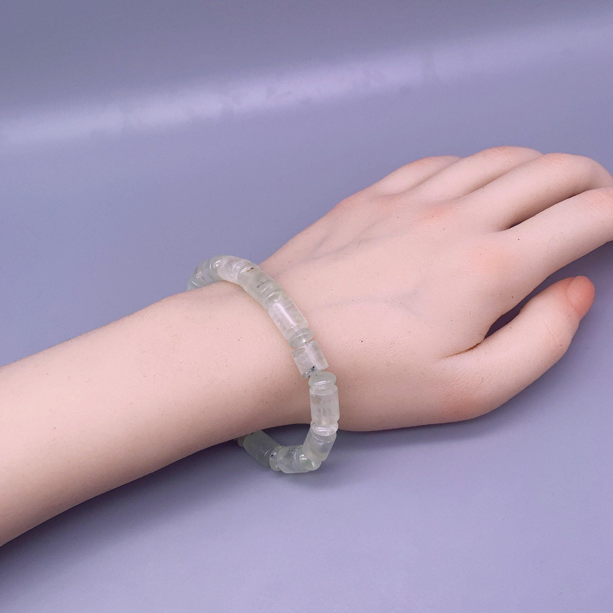 Genuine Prehnite Stone Bracelet: High Energy Heart Chakra Healing chunky stone jewelry #2474