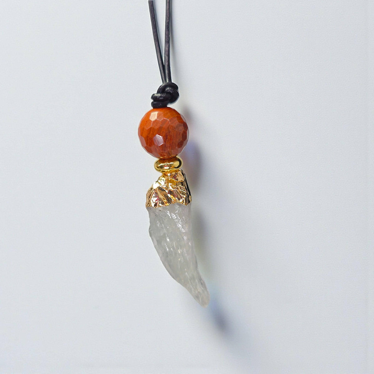 Raw Green Amethyst Necklace, Red Jasper Chunky Crystal Pendant, Boho Protection Jewelry, Healing Stone Gift, adjustable leather cord