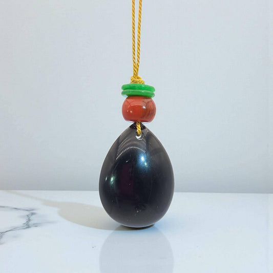 Large obsidian Necklace Leather cord Red carnelian Green Jade Pendant Protective gemstone Chain UP to 30" chunky stone jewelry #2335