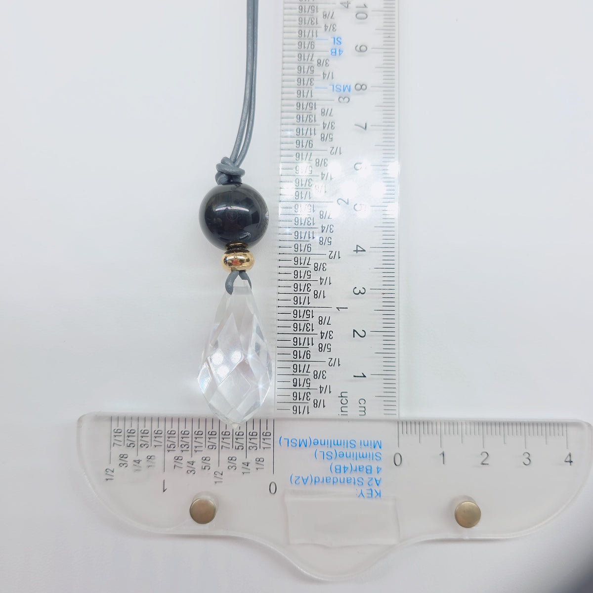 Chunky Natural Clear Quartz Necklace Genuine Obsidian Pendant Protective Energetic Crystal Healing jewelry 30" Adjustable chain