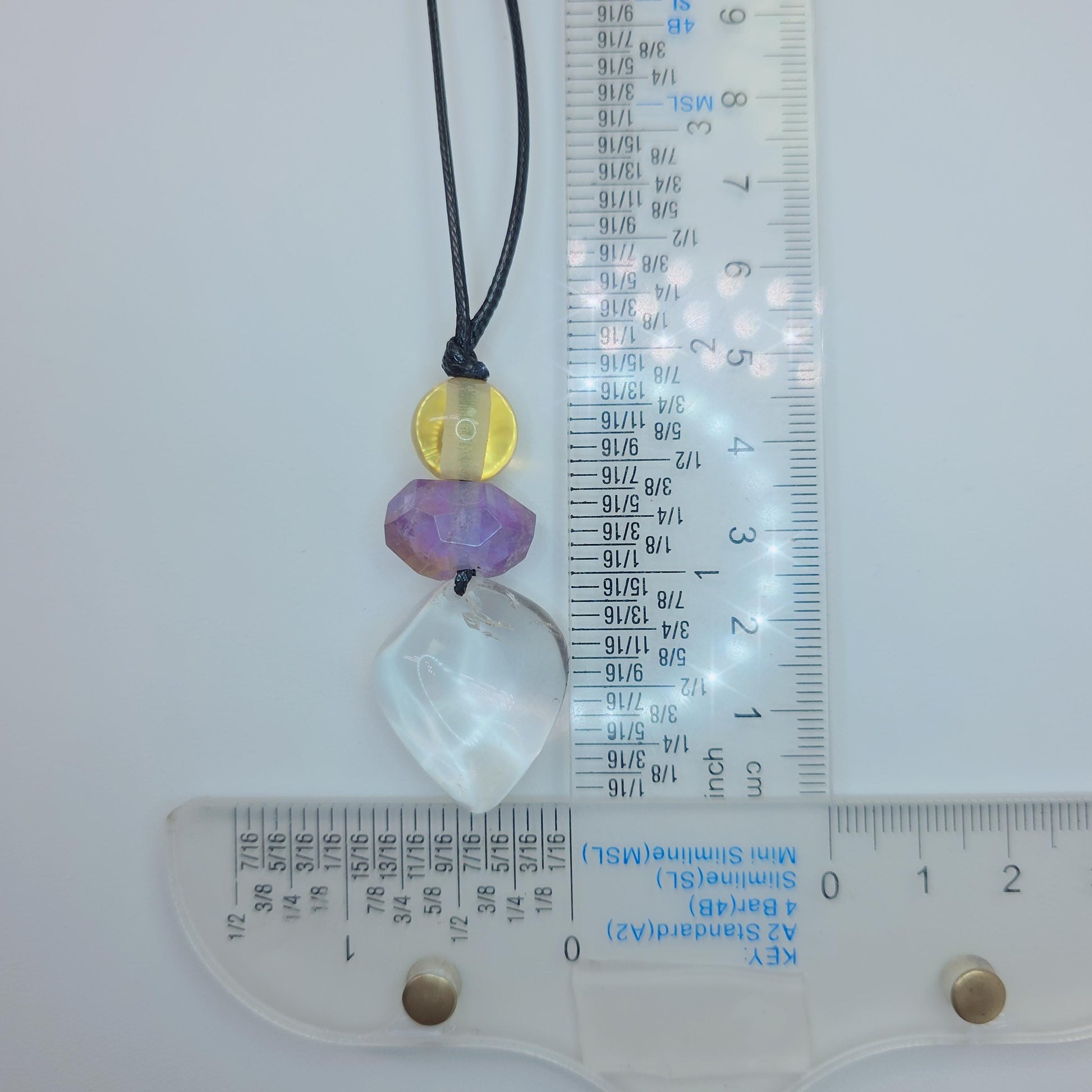 Large Chunky Clear Quartz Necklace Amethyst citrine Pendant Leather cord , Large Size Raw CRYSTAL Jewelry Long Chain UP to 30" #2338