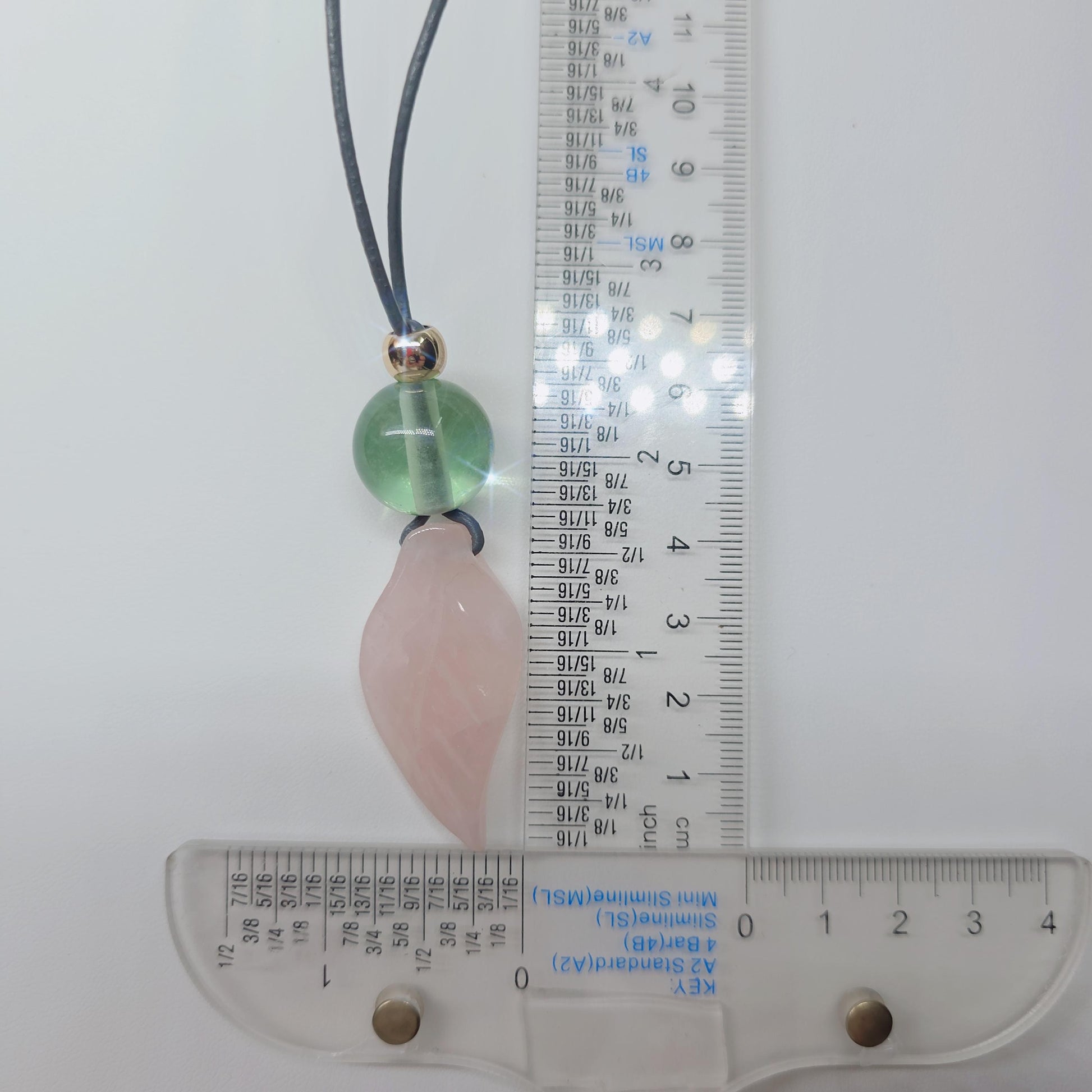 Rose Quartz Leaf Necklace Natural Fluorite Chunky Crystal Jewelry for Love, Spiritual Healing Birthstone Gift, Adjustable Leather Cord