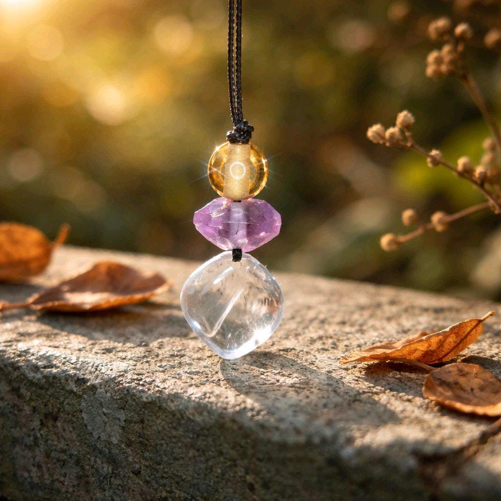 Large Chunky Clear Quartz Necklace Amethyst citrine Pendant Leather cord , Large Size Raw CRYSTAL Jewelry Long Chain UP to 30" #2338