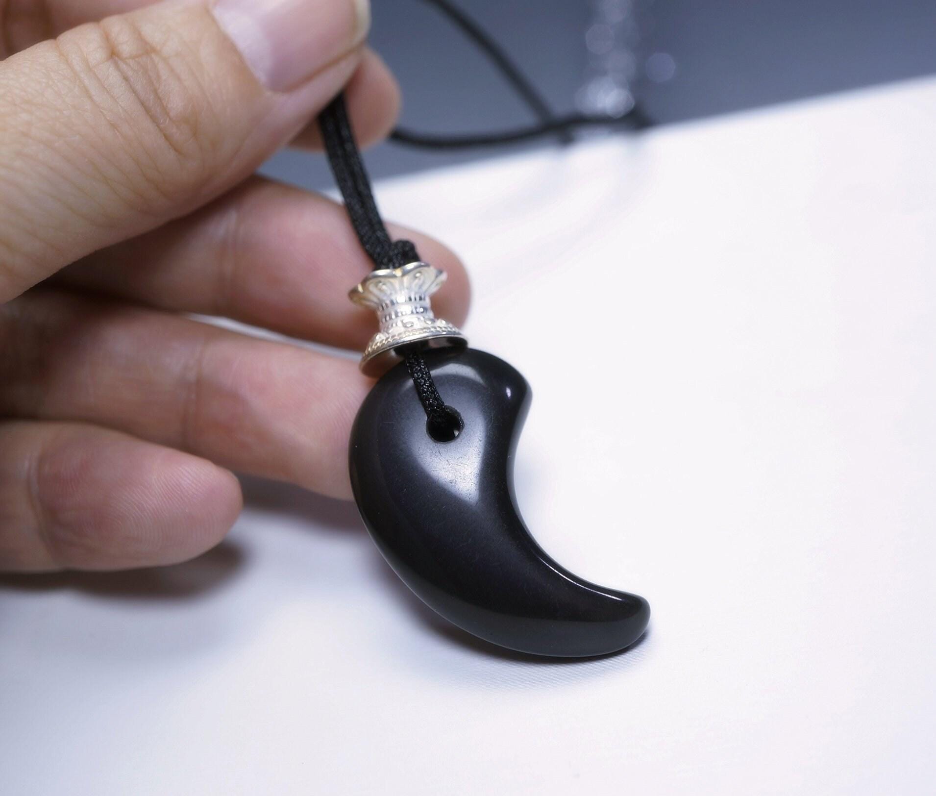 Rainbow Eye Obsidian Necklace Pendant: Sterling Silver Charm, Adjustable Rope, Chunk Black Stone Jewelry Spiritual Gift for Men