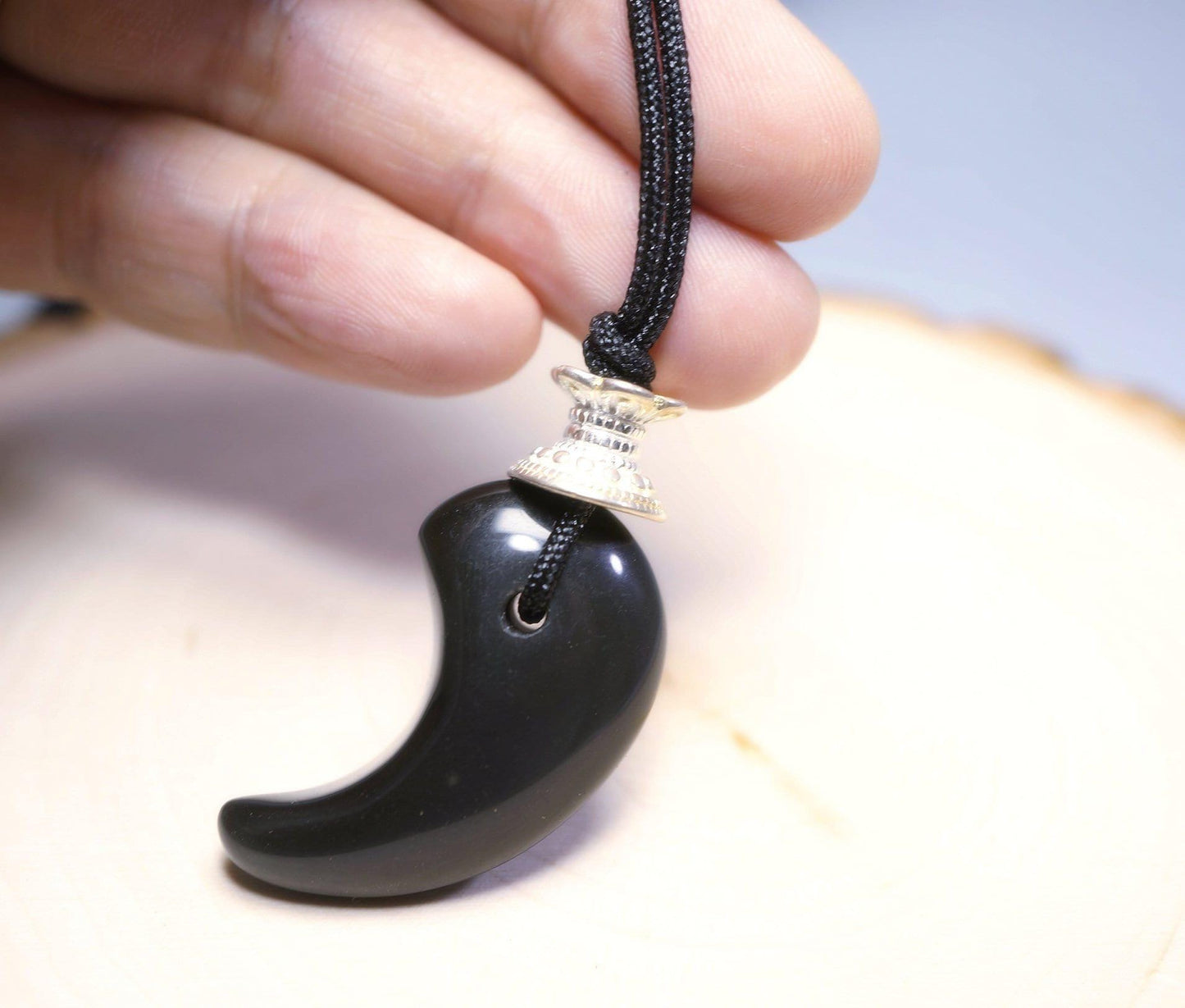 Rainbow Eye Obsidian Necklace Pendant: Sterling Silver Charm, Adjustable Rope, Chunk Black Stone Jewelry Spiritual Gift for Men