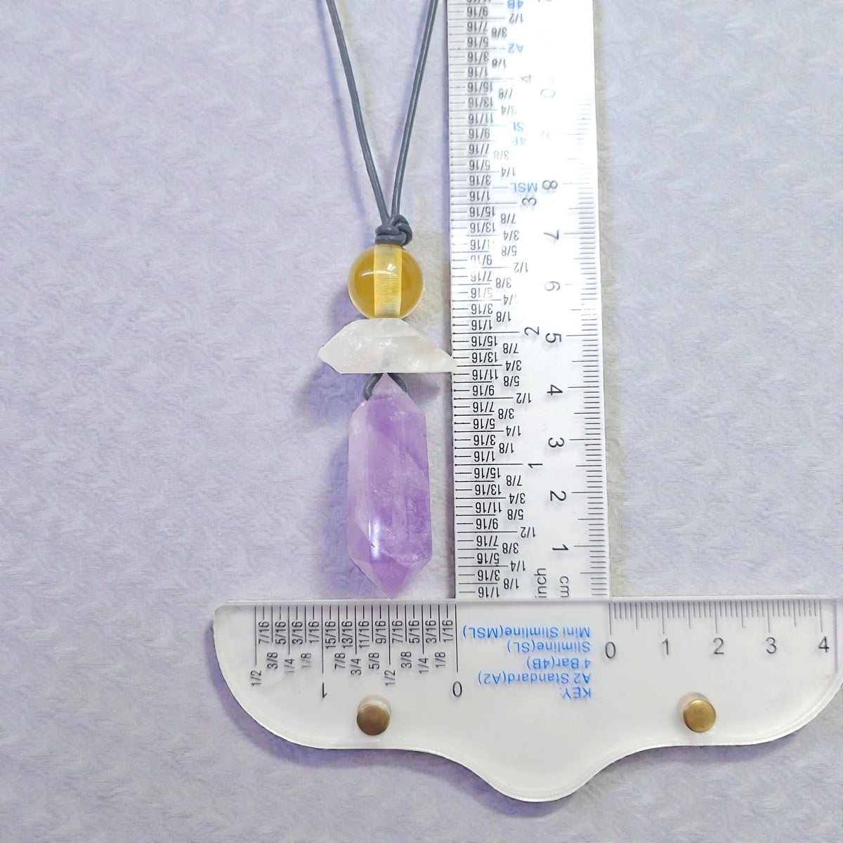 Amethyst Crystal Point Pendant Necklace, Chunky Geometric Raw Citrine Clear Quartz Healing Jewelry, Adjustable Leather Cord