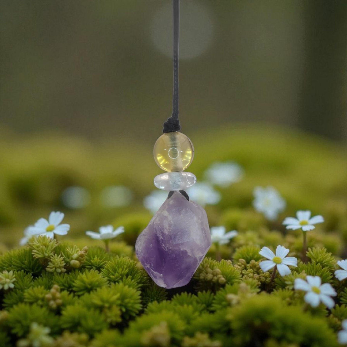 Chunky amethyst Quartz Necklace Leather cord , Raw Crystal Jewelry with Clear quartz and citrine Long Chain Adjustable UP to #2344