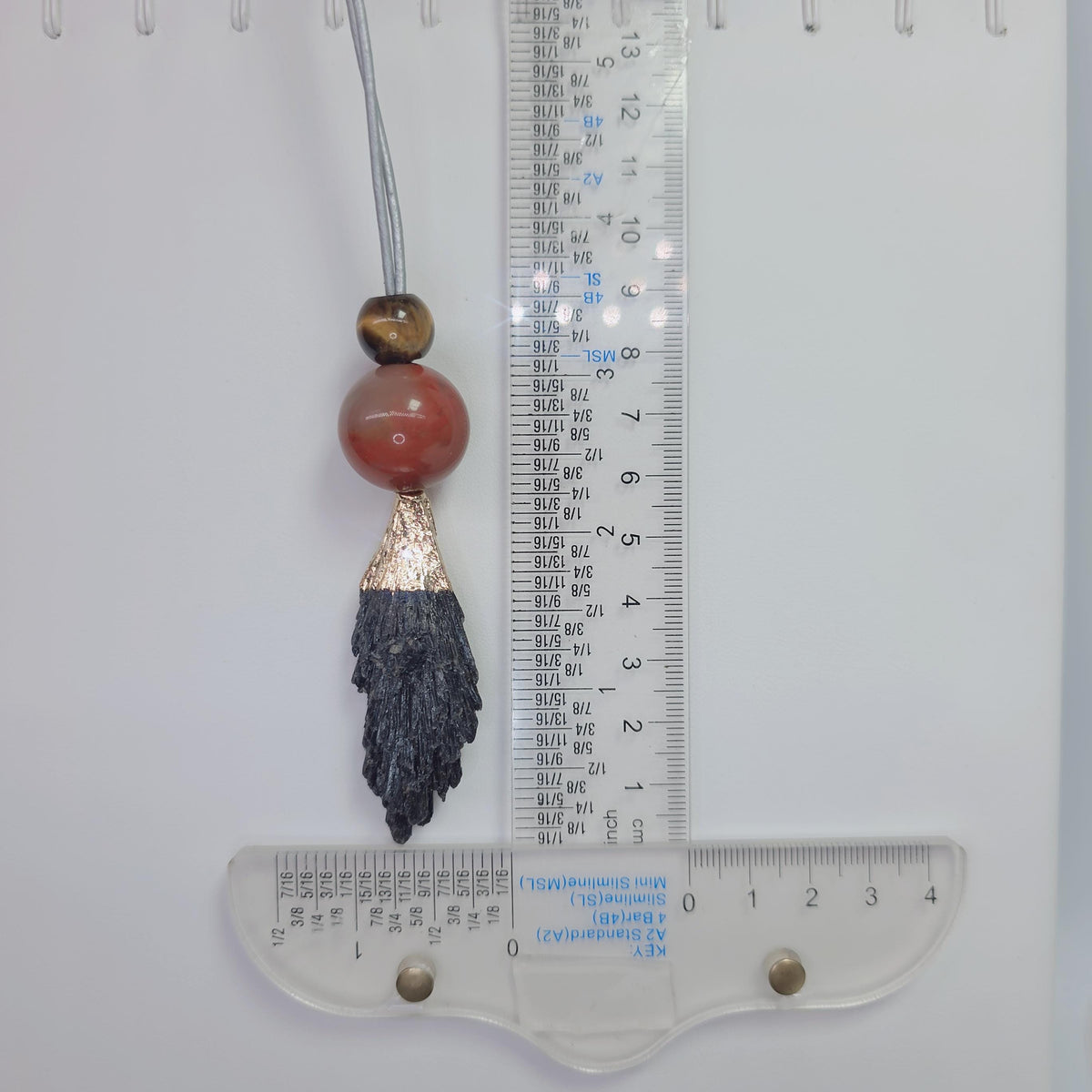 Black Tourmaline Necklace Red Jasper Tiger's Eye Chunky Raw Crystal Pendant for Men Women, Protection Amulet, Adjustable Leather Cord